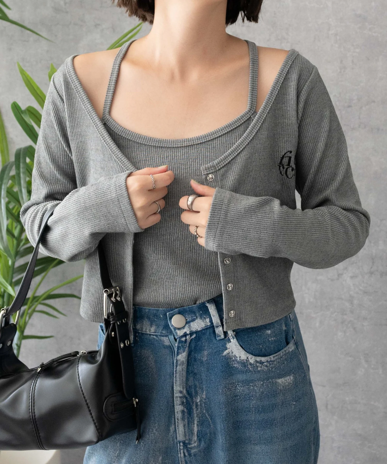 ワンポイント刺繍キャミセットカーデ - Image 7