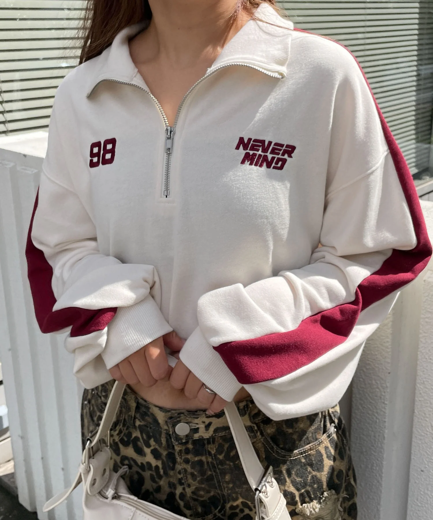 刺繍ハーフジップショートスウェット - Image 20