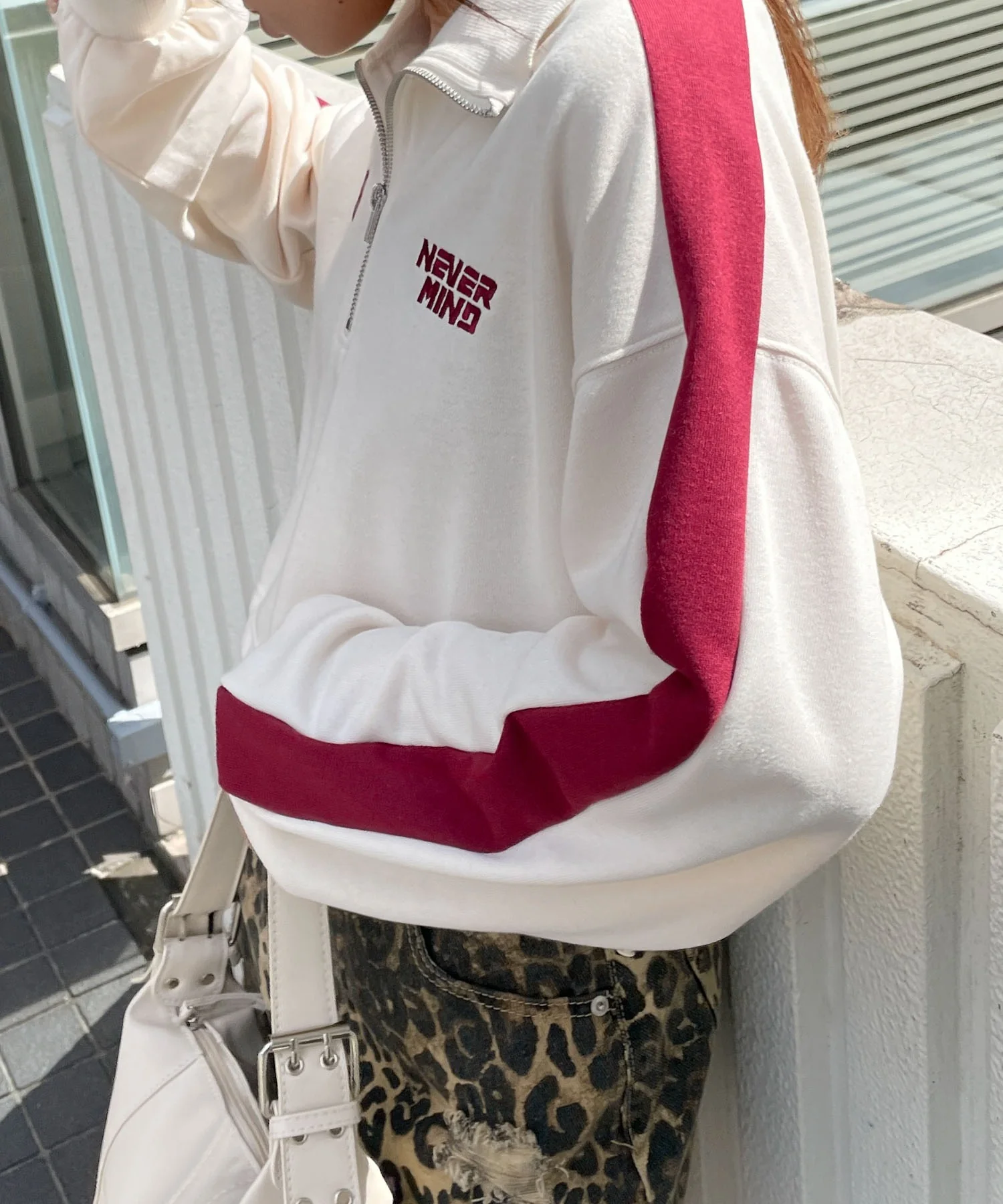 刺繍ハーフジップショートスウェット - Image 22