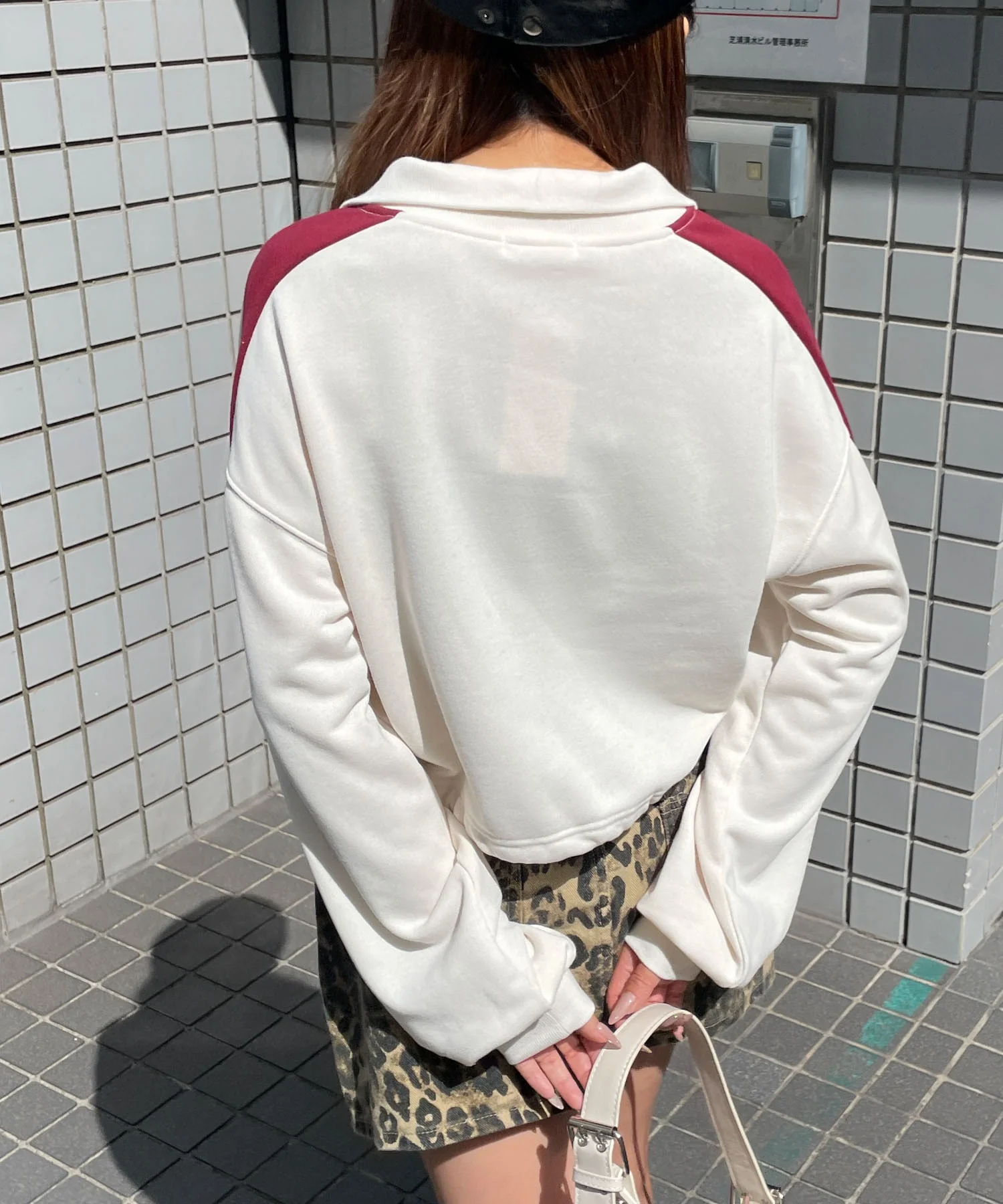 刺繍ハーフジップショートスウェット - Image 23