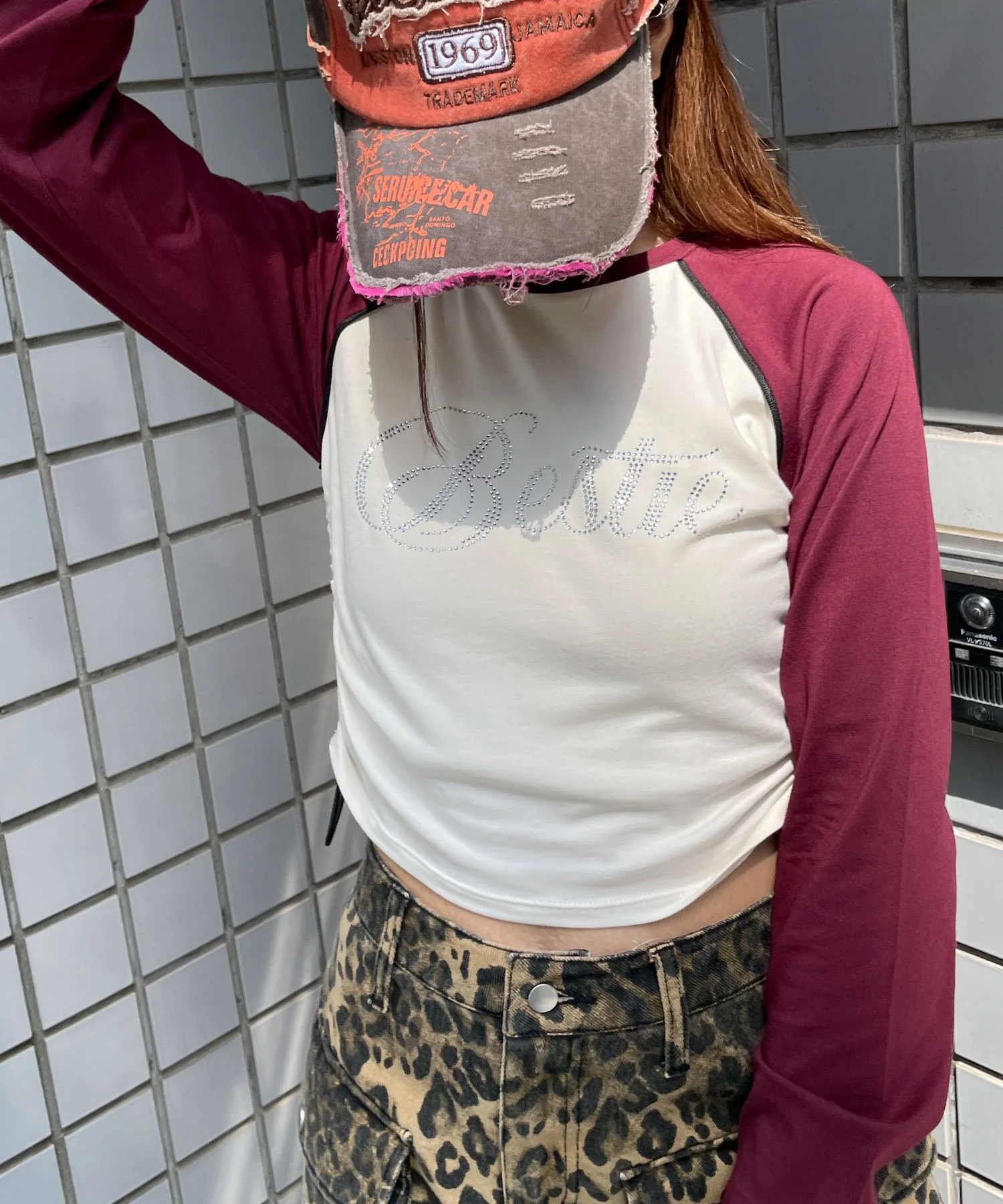 ラインストーンサイドドロストラグランロンT - Image 10