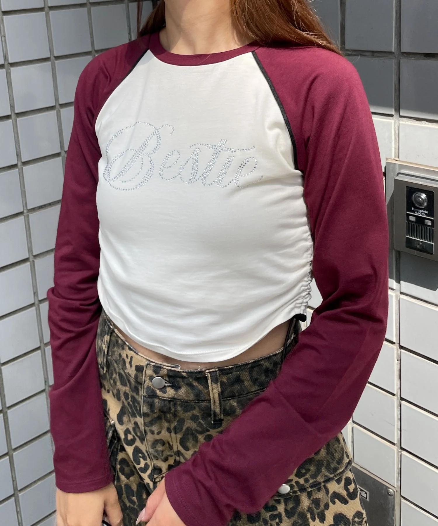 ラインストーンサイドドロストラグランロンT - Image 11