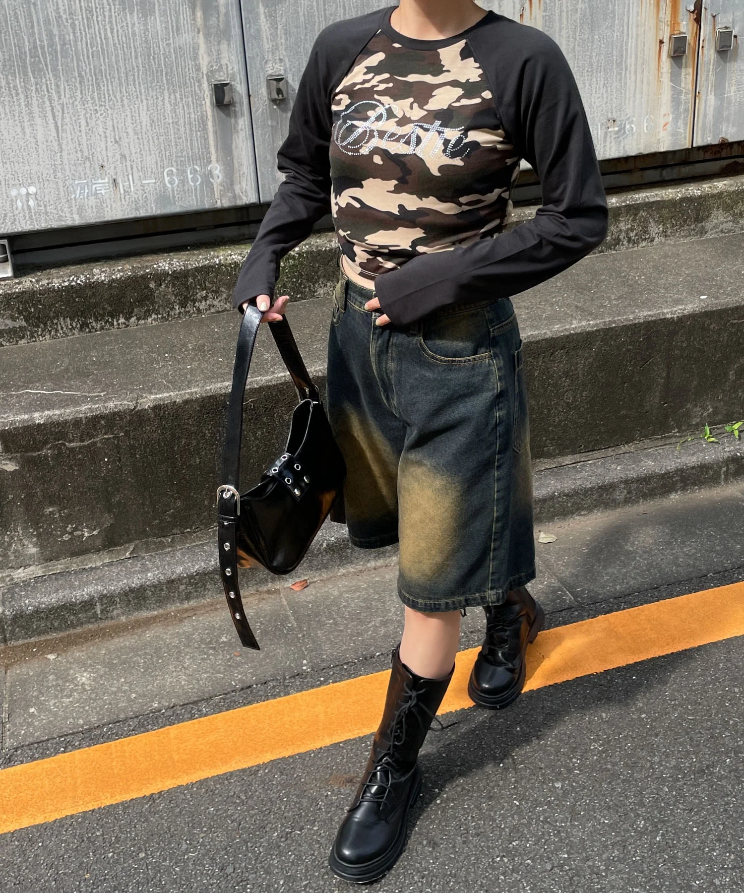ラインストーンサイドドロストラグランロンT - Image 6