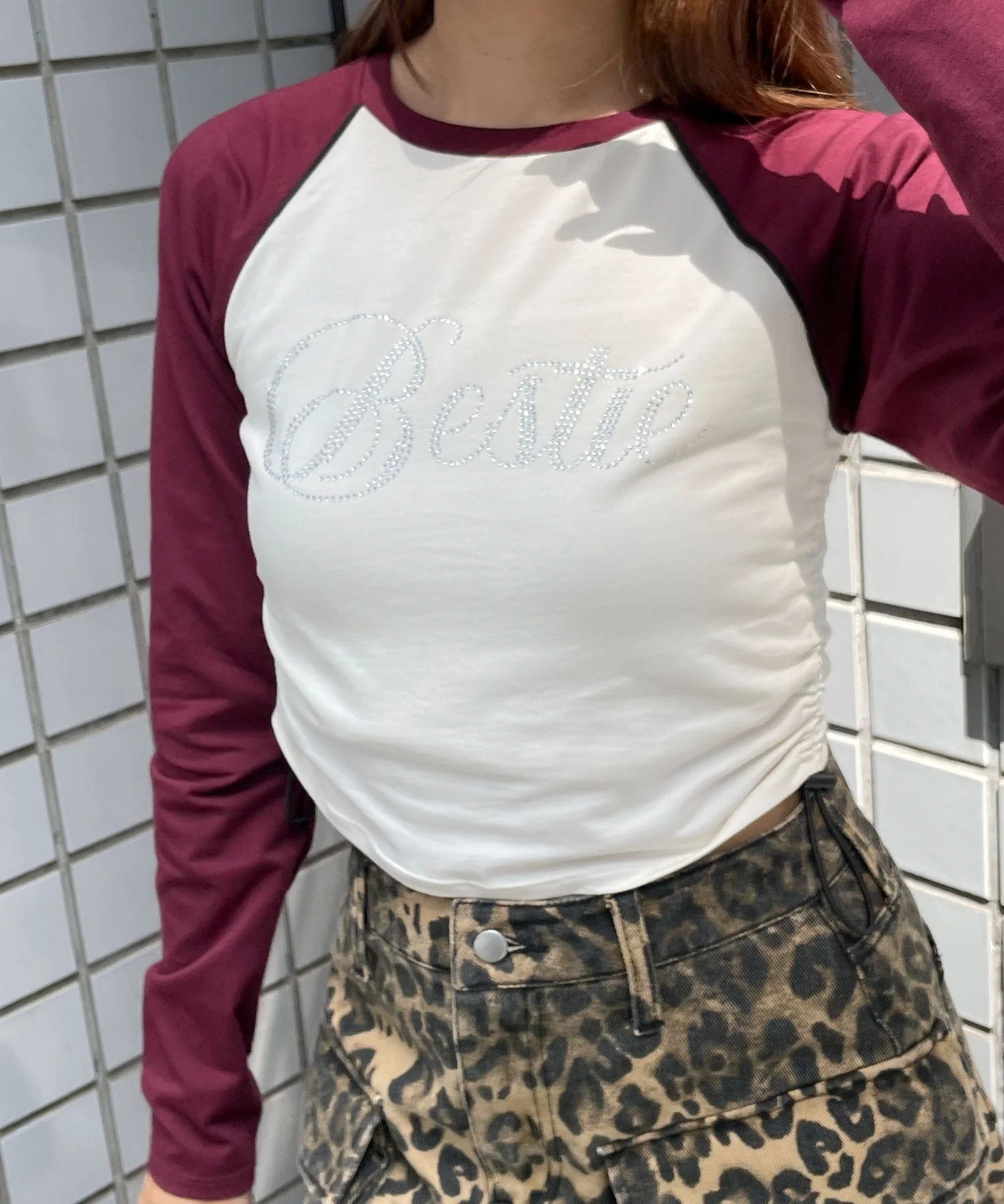 ラインストーンサイドドロストラグランロンT - Image 8