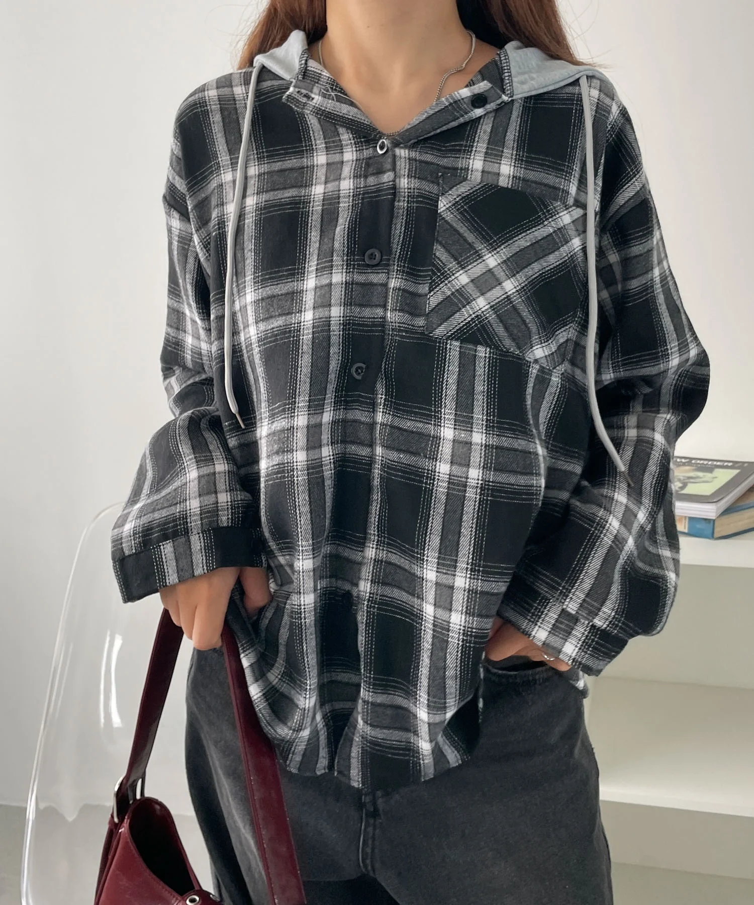 フード付きチェックネルシャツ - Image 2