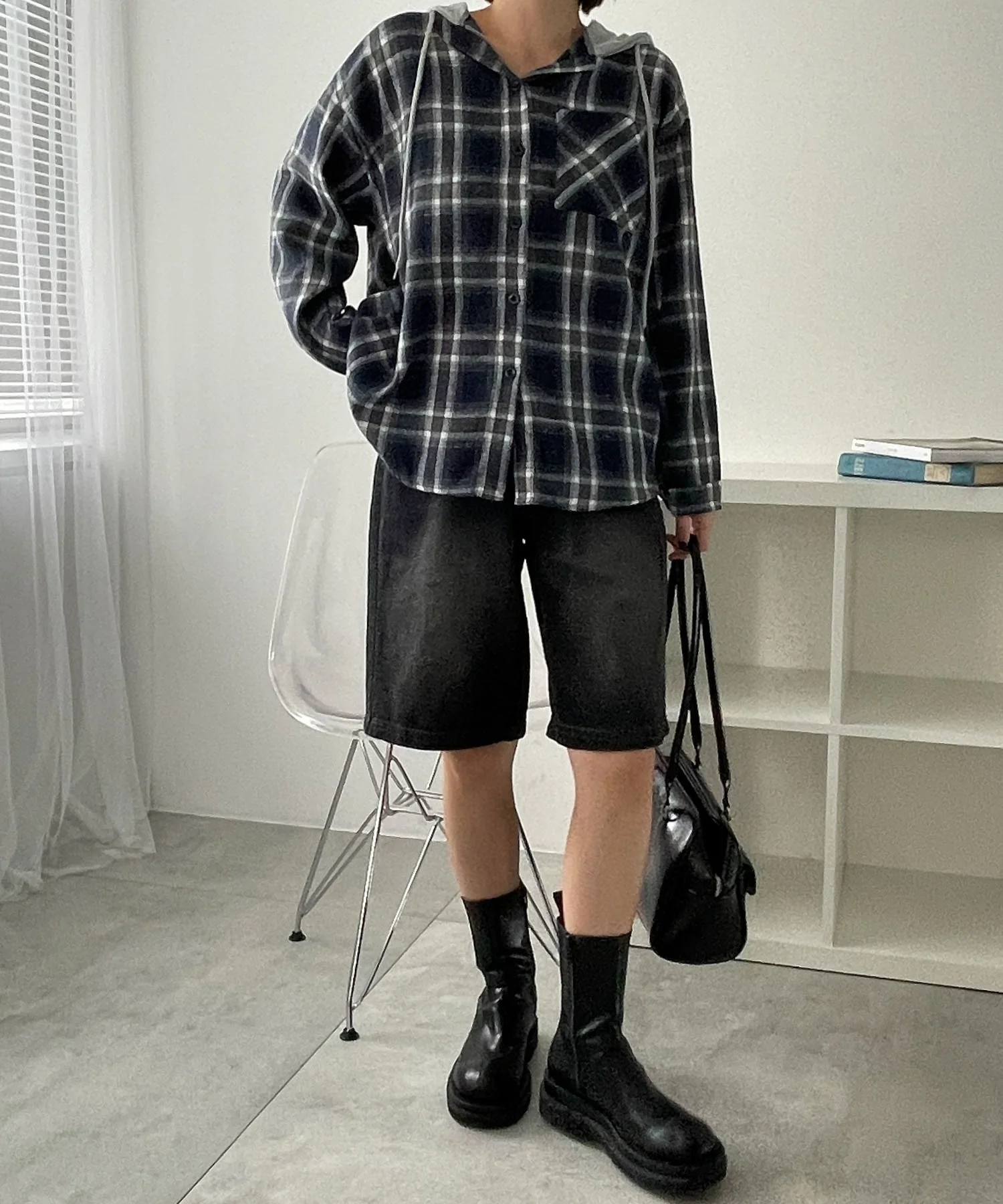 フード付きチェックネルシャツ - Image 3