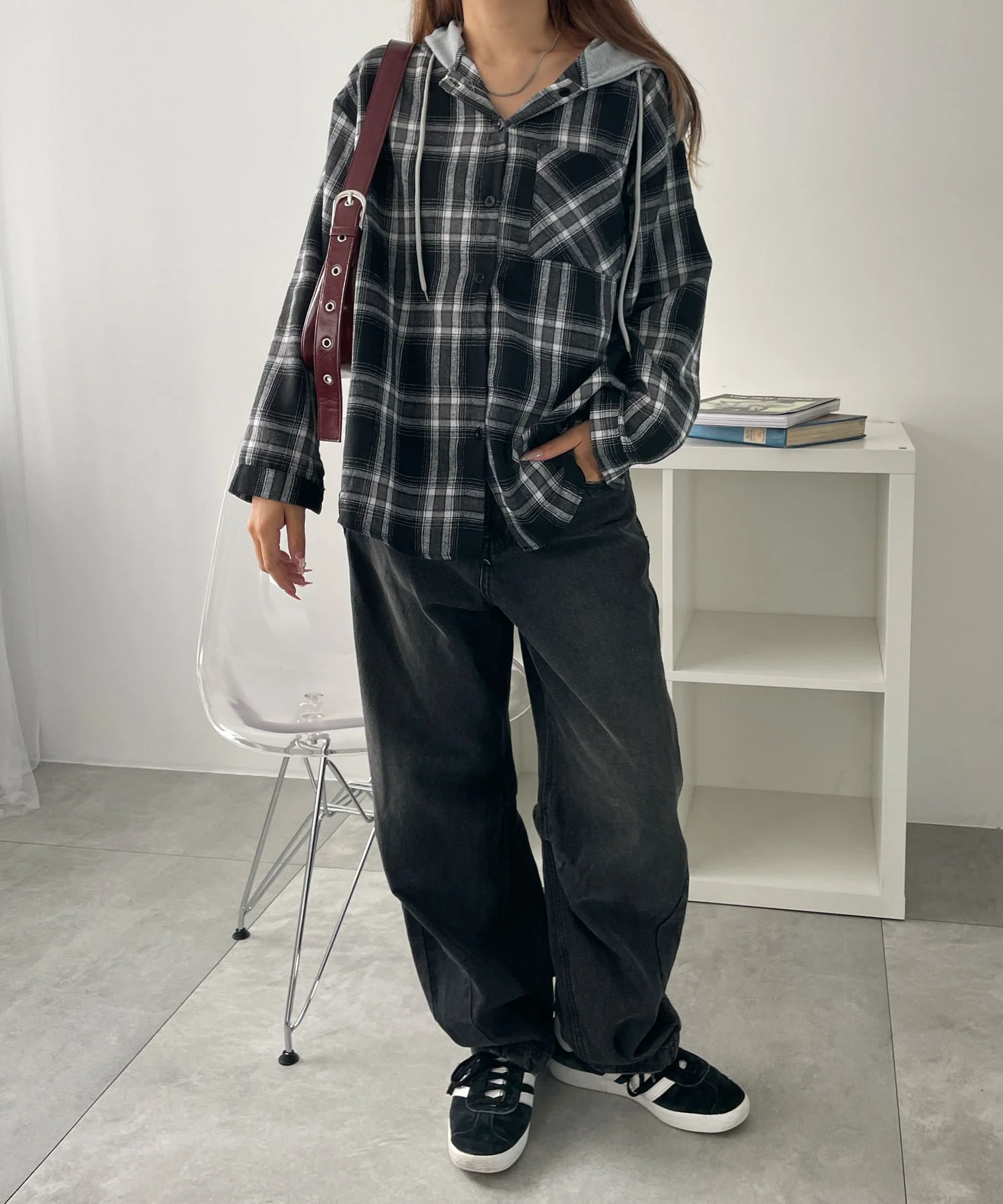 フード付きチェックネルシャツ - Image 4