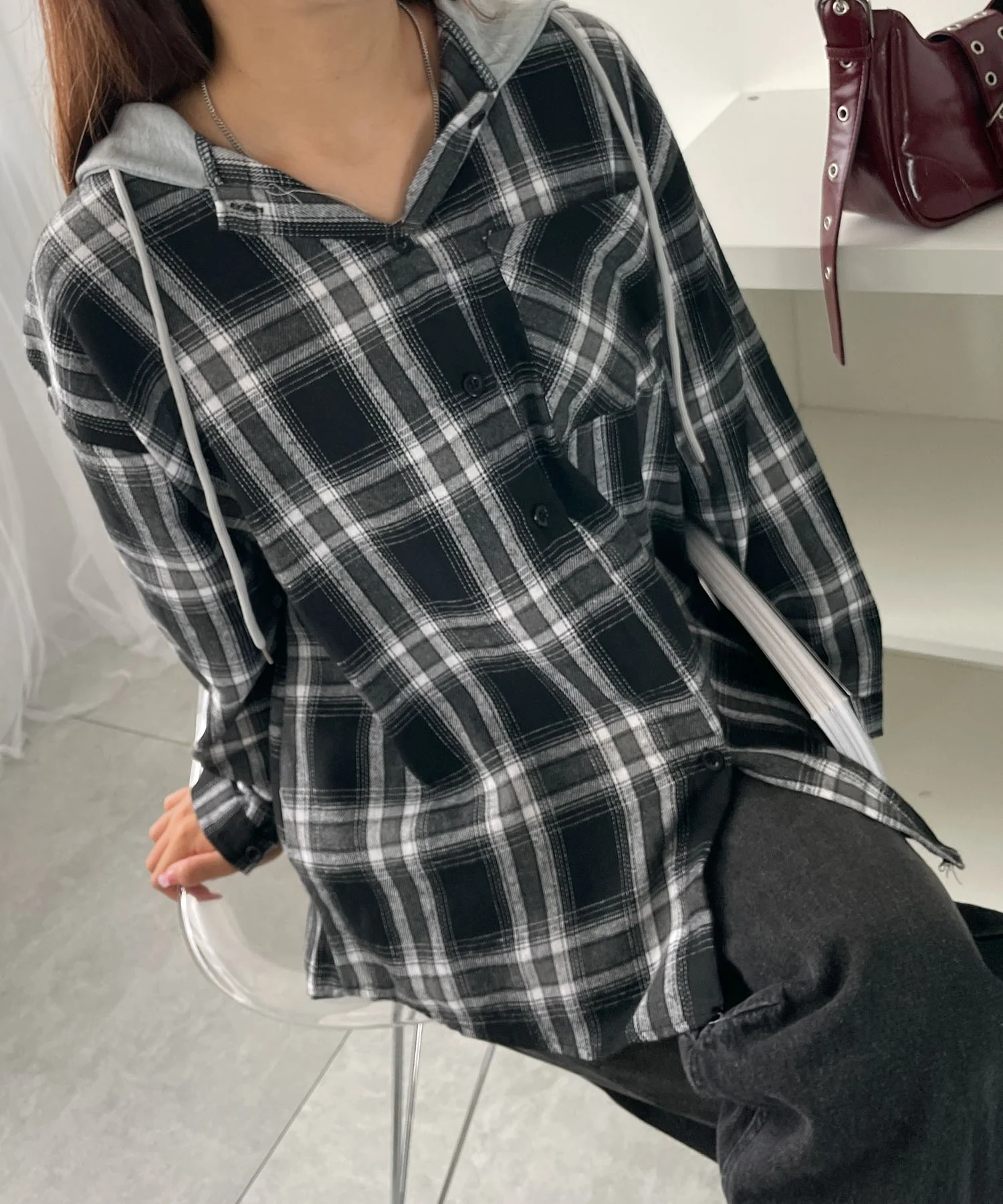 フード付きチェックネルシャツ - Image 5