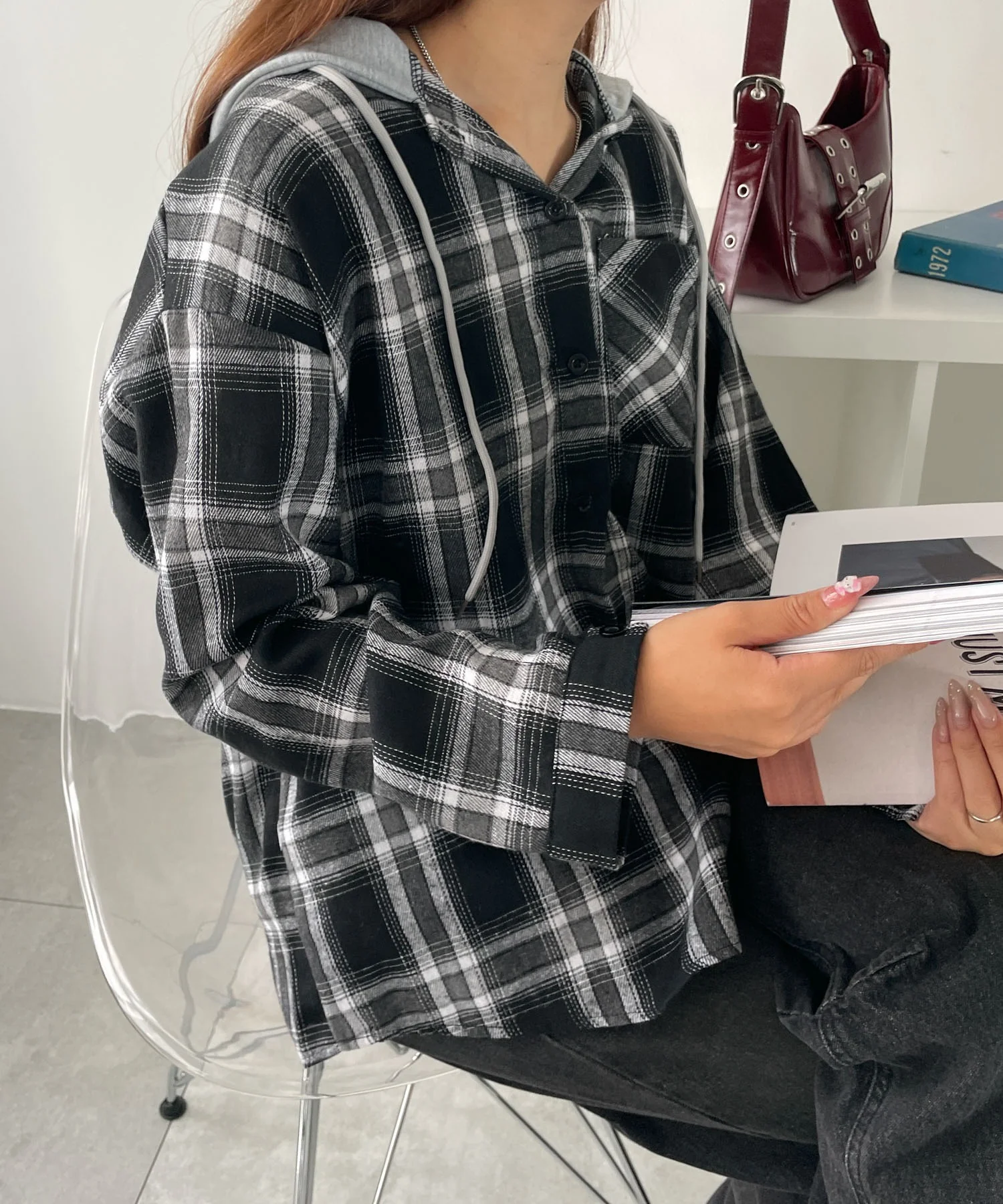 フード付きチェックネルシャツ - Image 6