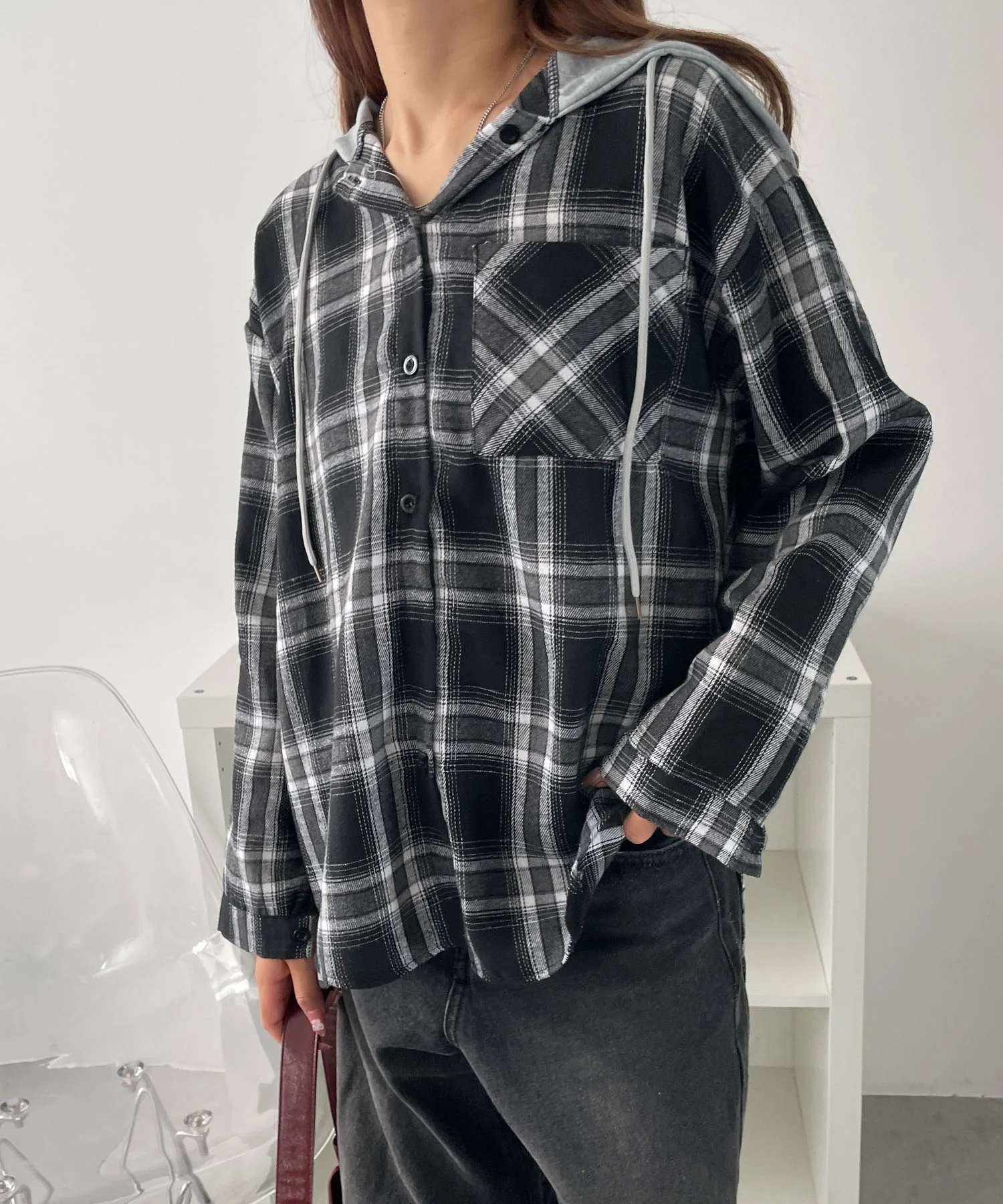 フード付きチェックネルシャツ - Image 7