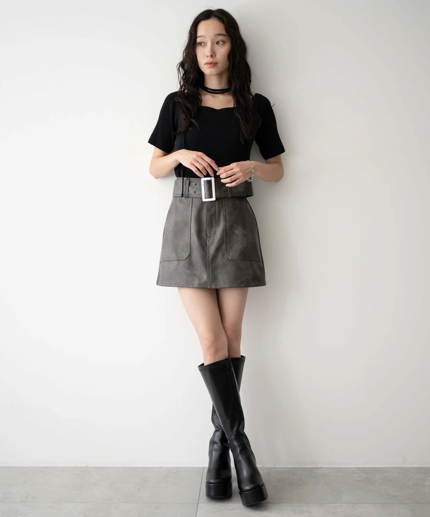 ストーム付きワイドヒールロングブーツ - Image 10