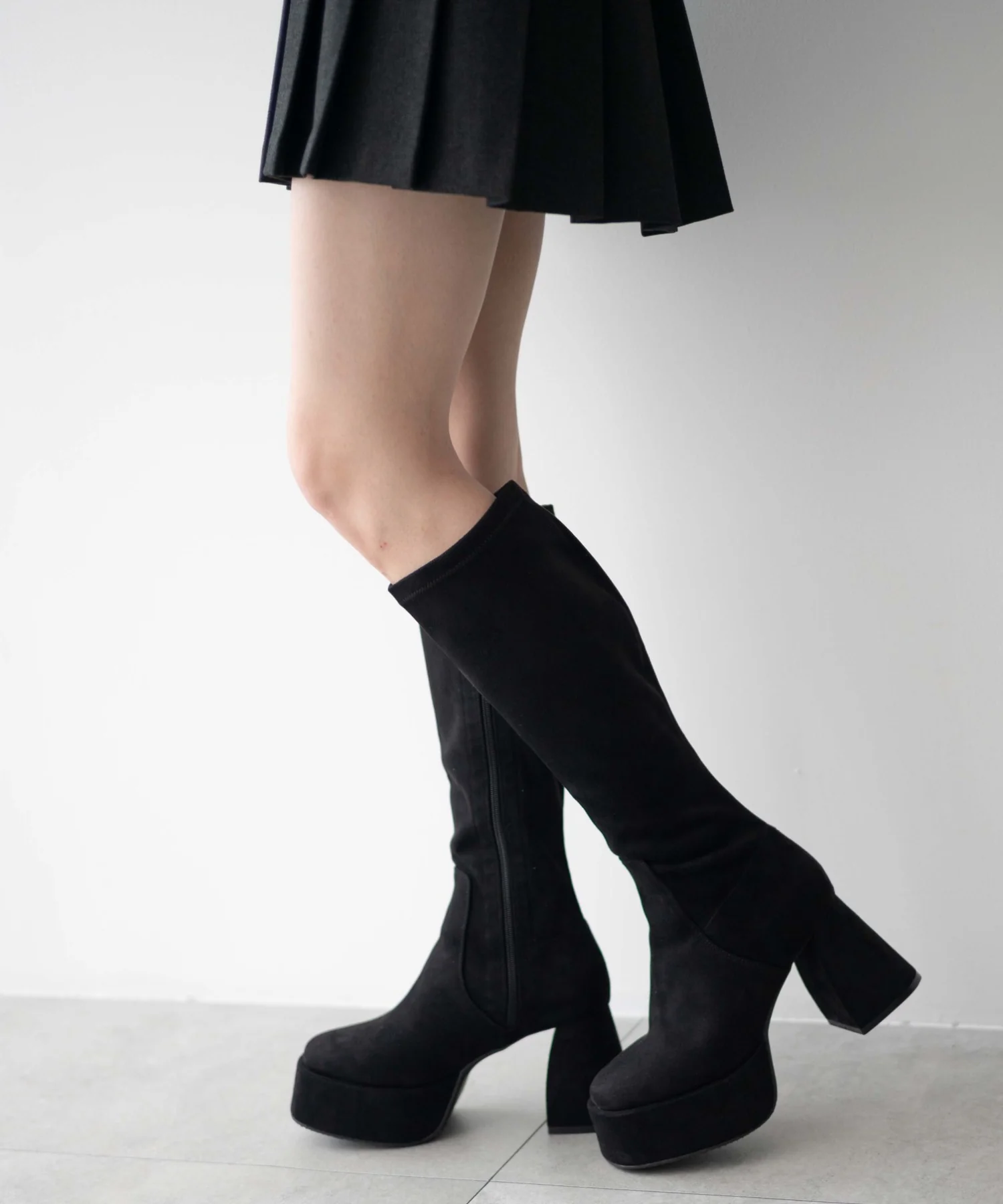 ストーム付きワイドヒールロングブーツ - Image 5