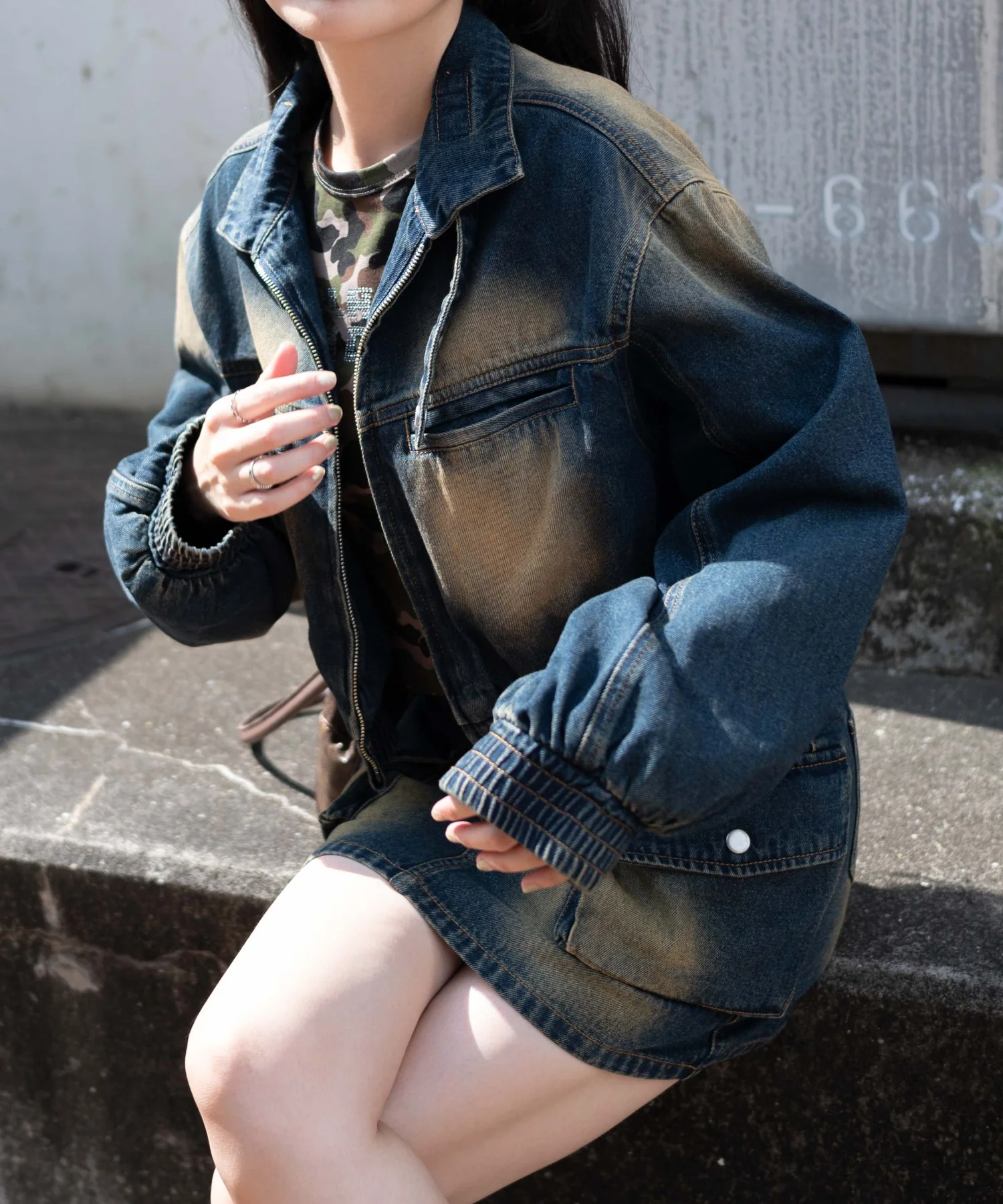 ヴィンテージウォッシュバイカージャケット - Image 9
