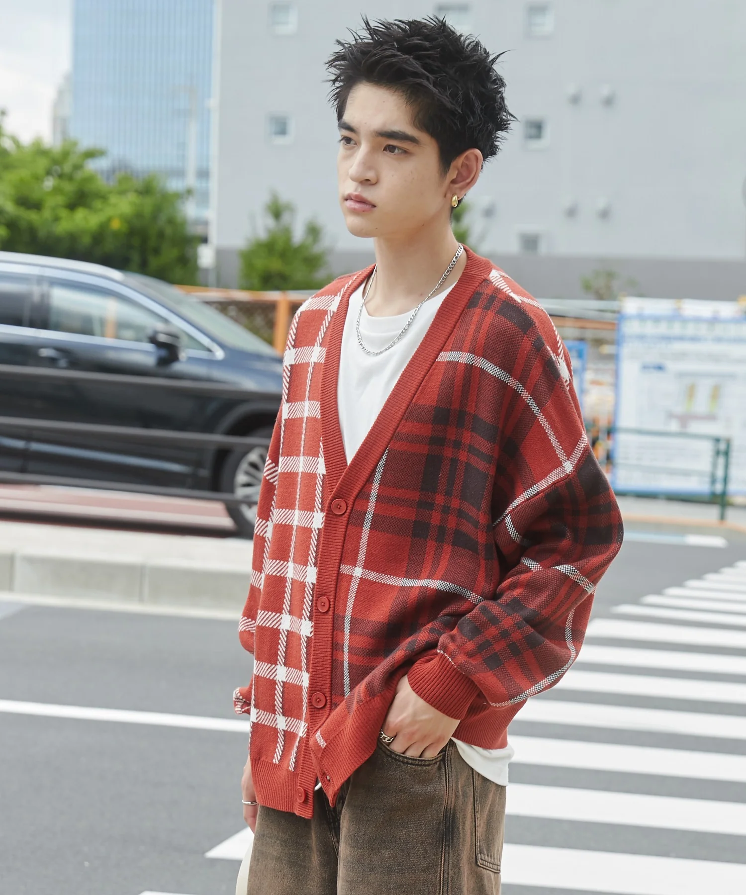 リラックスフィットパターンカーディガン - Image 6