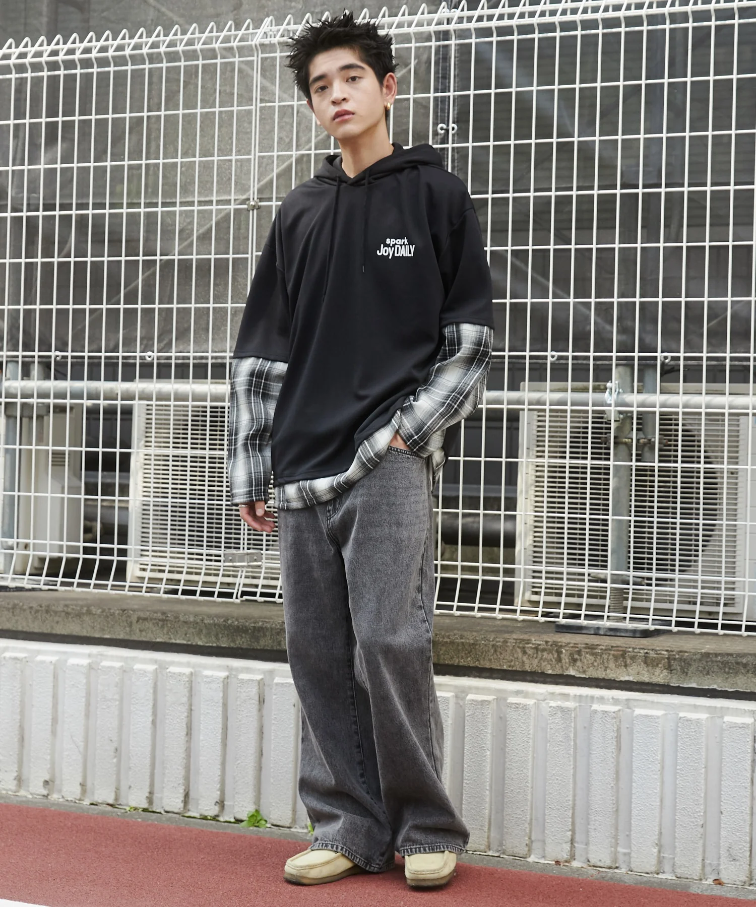 チェックレイヤードパーカー - Image 4