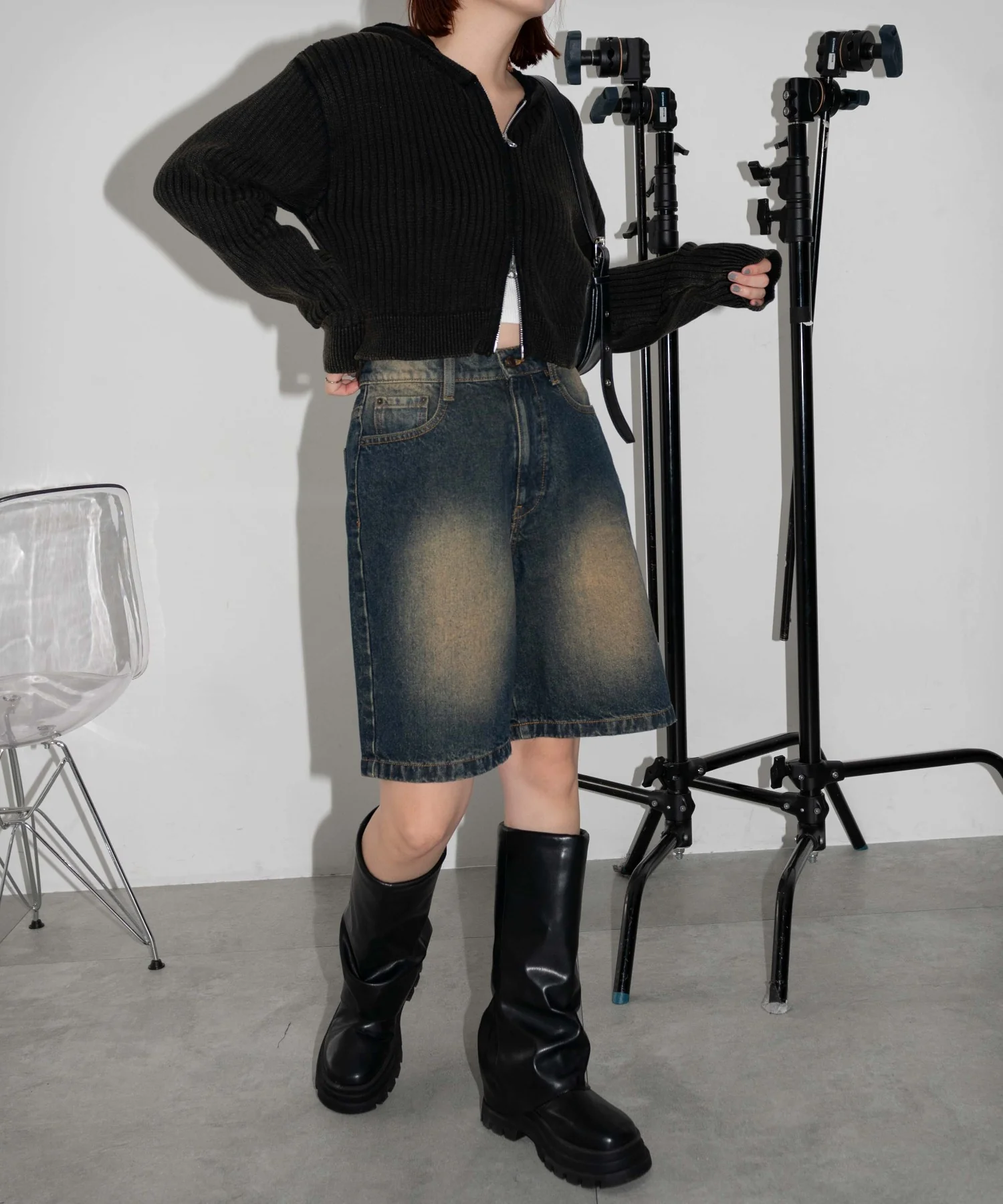 ヴィンテージウォッシュデニムハーフパンツ - Image 12