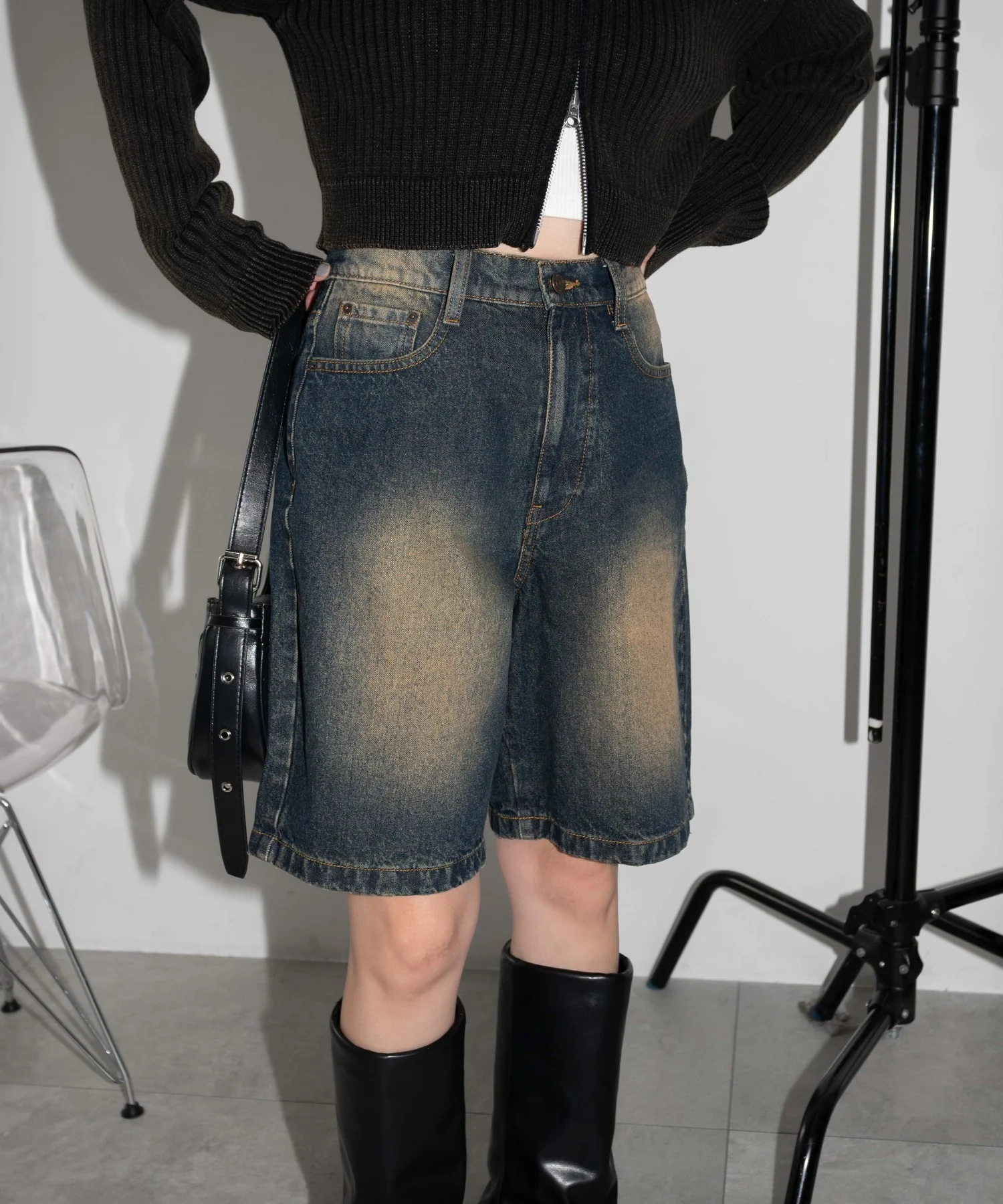 ヴィンテージウォッシュデニムハーフパンツ - Image 8