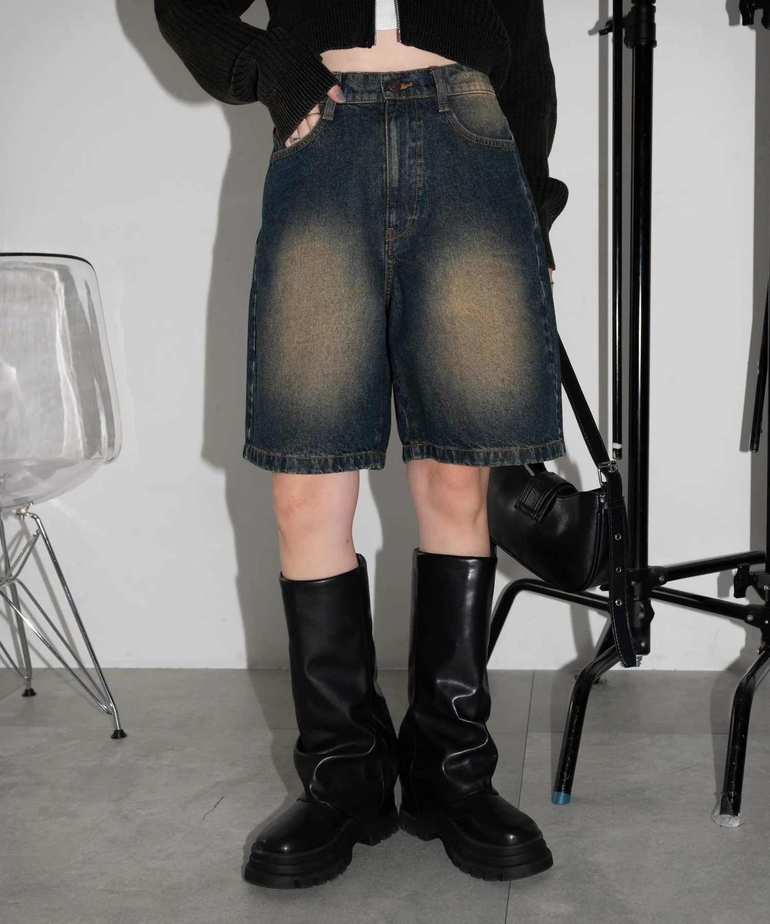 ヴィンテージウォッシュデニムハーフパンツ - Image 9