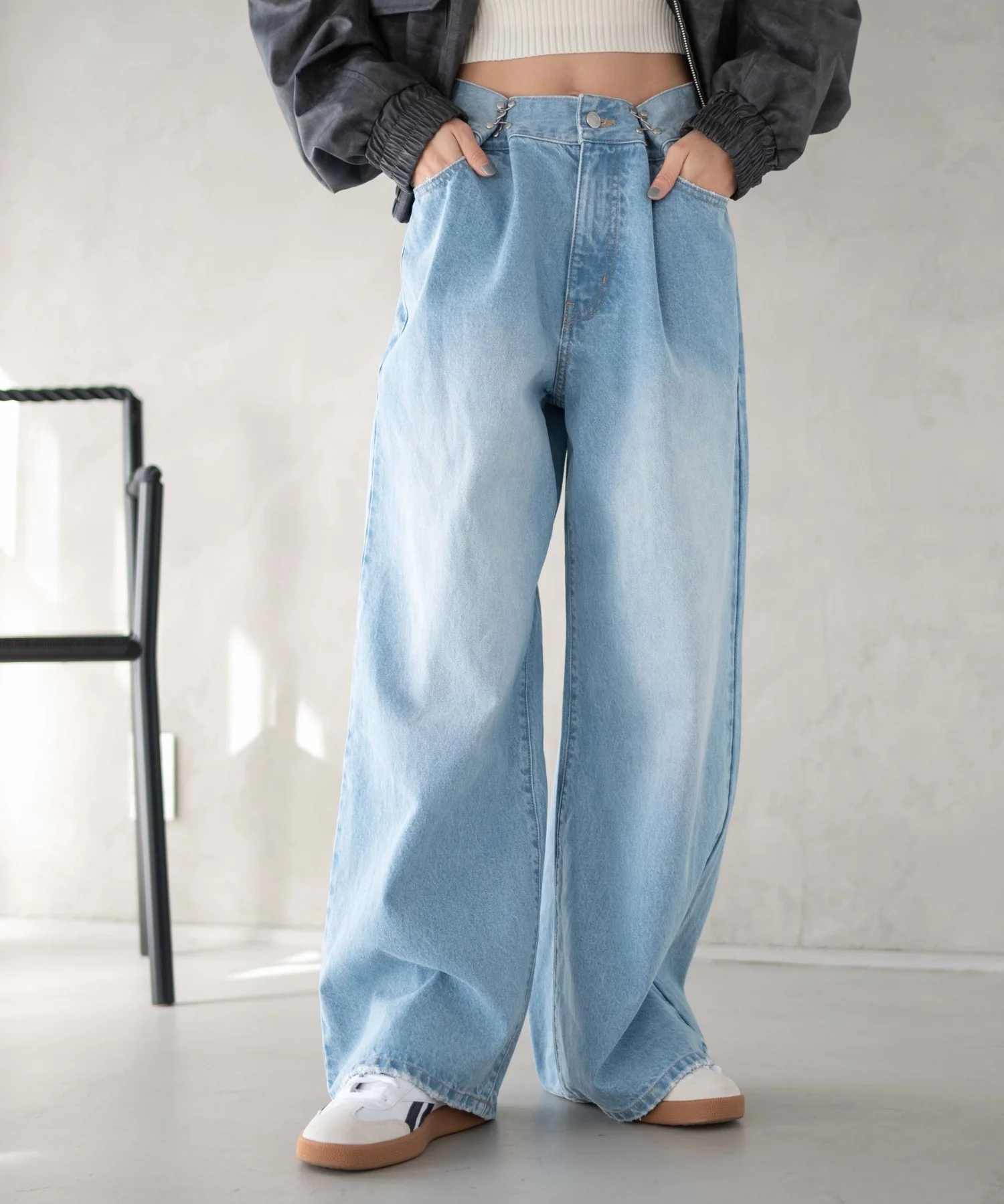 ウエストフックデニムワイドパンツ - Image 2