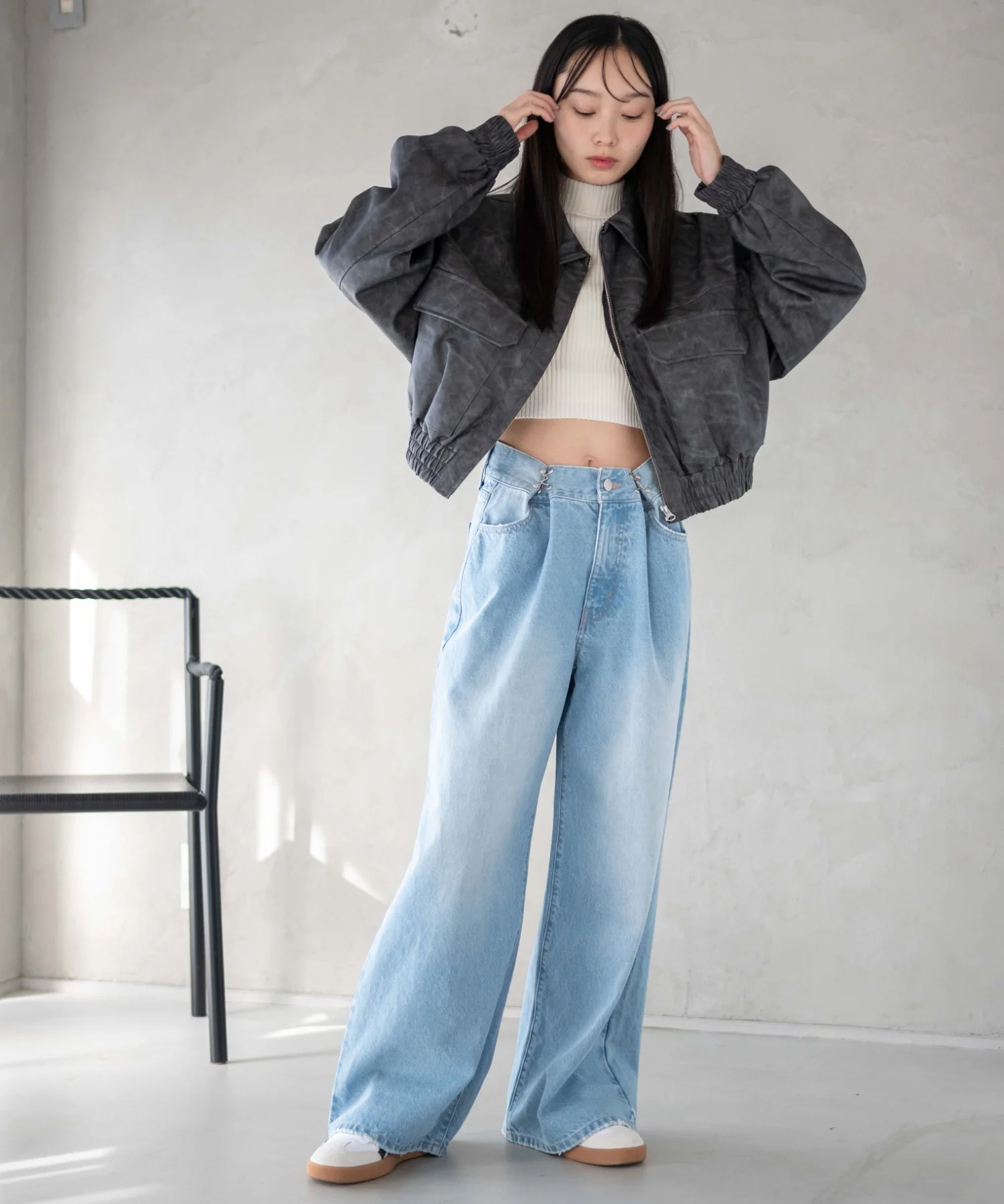 ウエストフックデニムワイドパンツ - Image 3