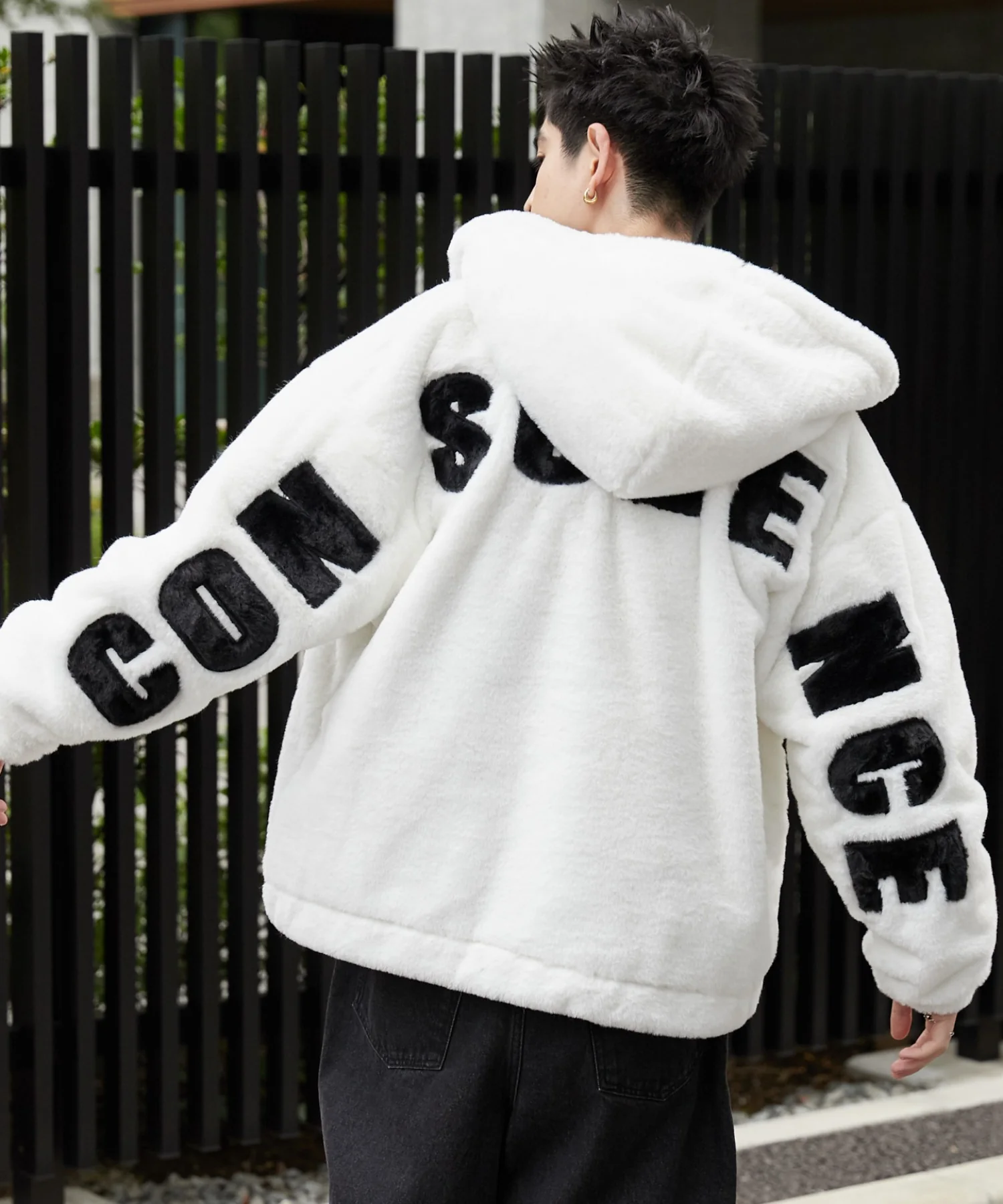 ファーフードグラフィックブルゾン - Image 12
