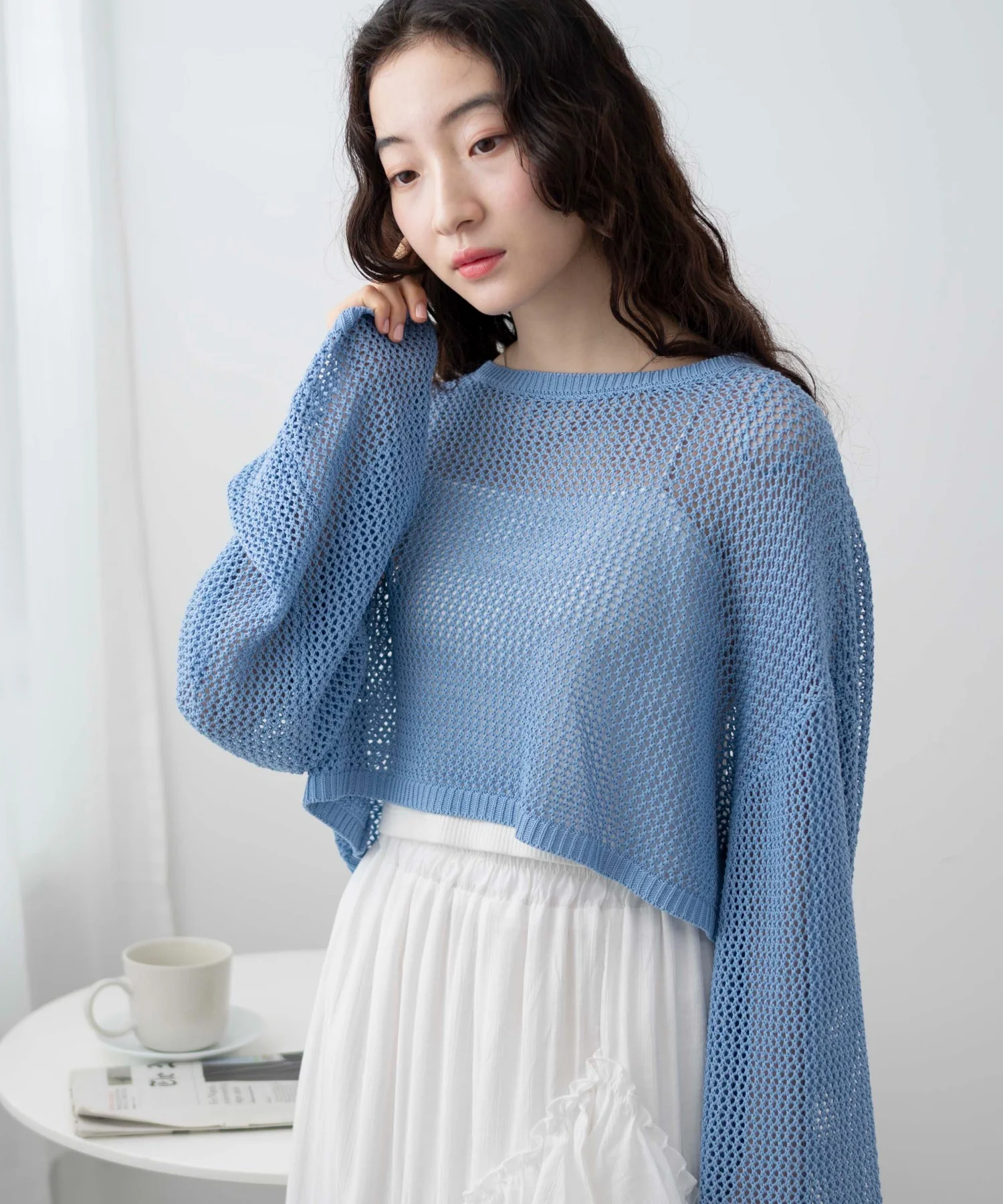 ショートメッシュニットプルオーバー - Image 12