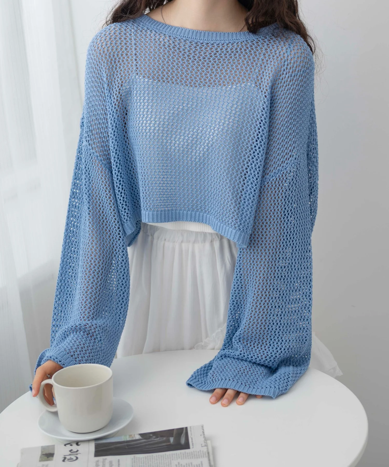 ショートメッシュニットプルオーバー - Image 13