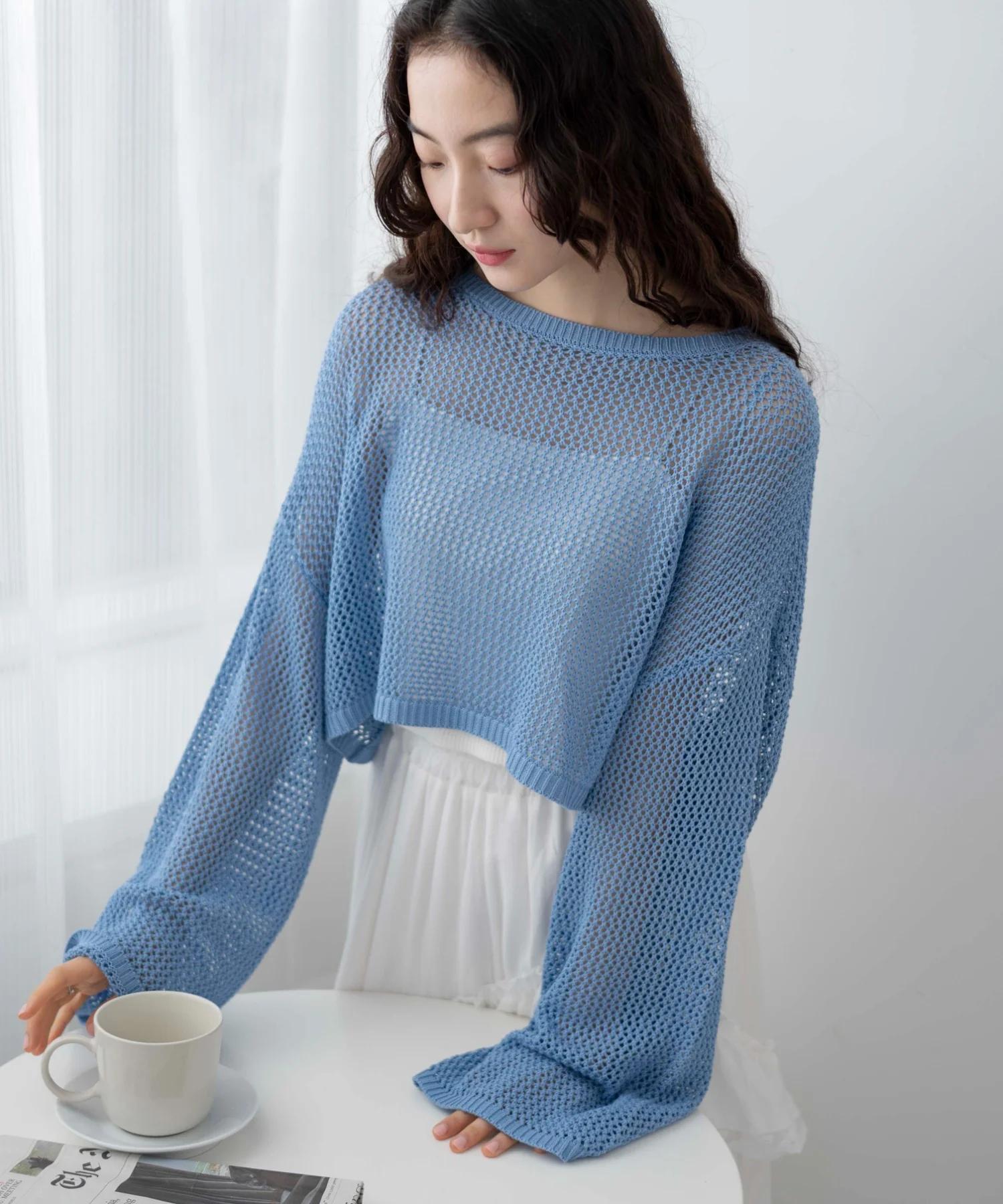ショートメッシュニットプルオーバー - Image 3