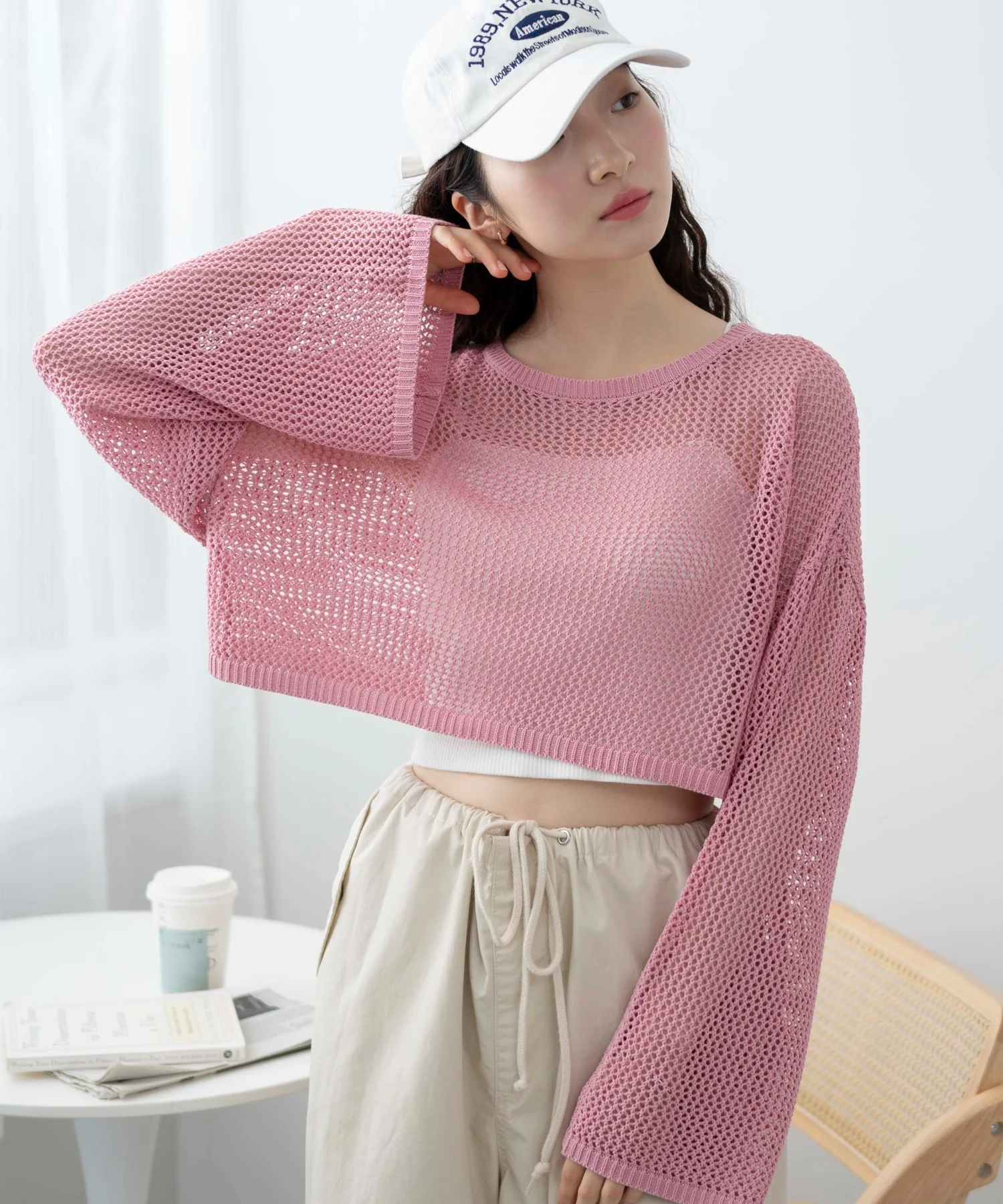 ショートメッシュニットプルオーバー - Image 4