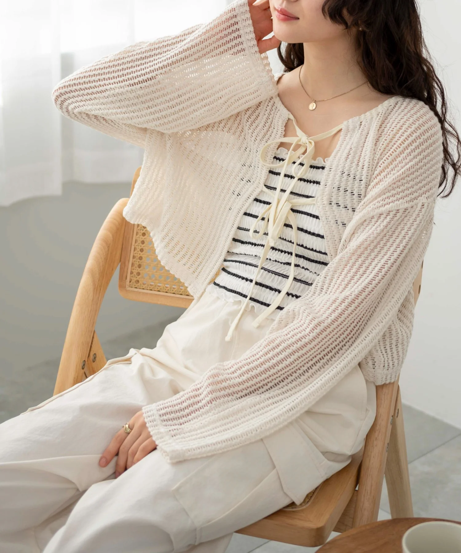 メッシュリボンカーディガン - Image 3