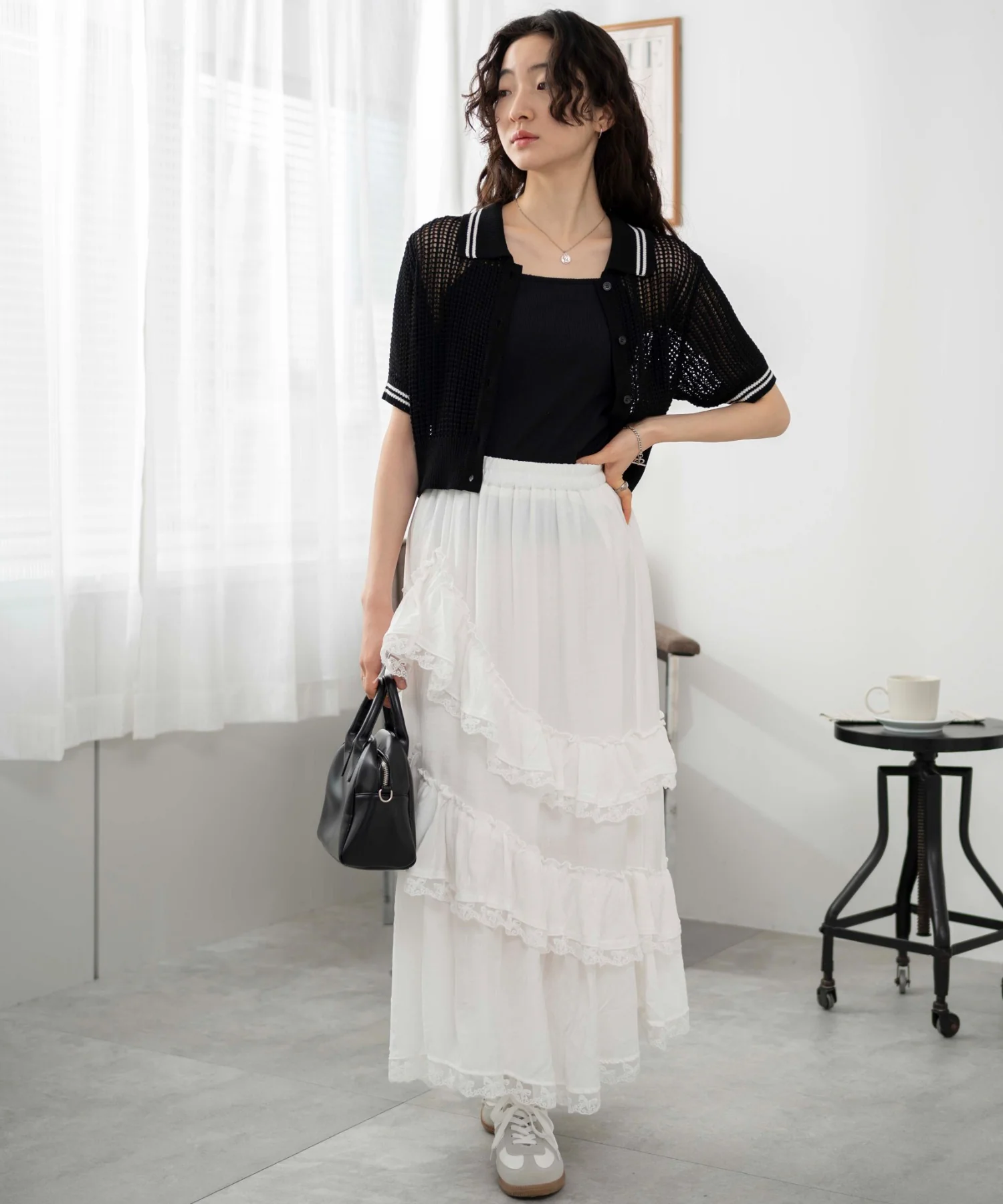 襟付きメッシュニットショートカーデ - Image 27