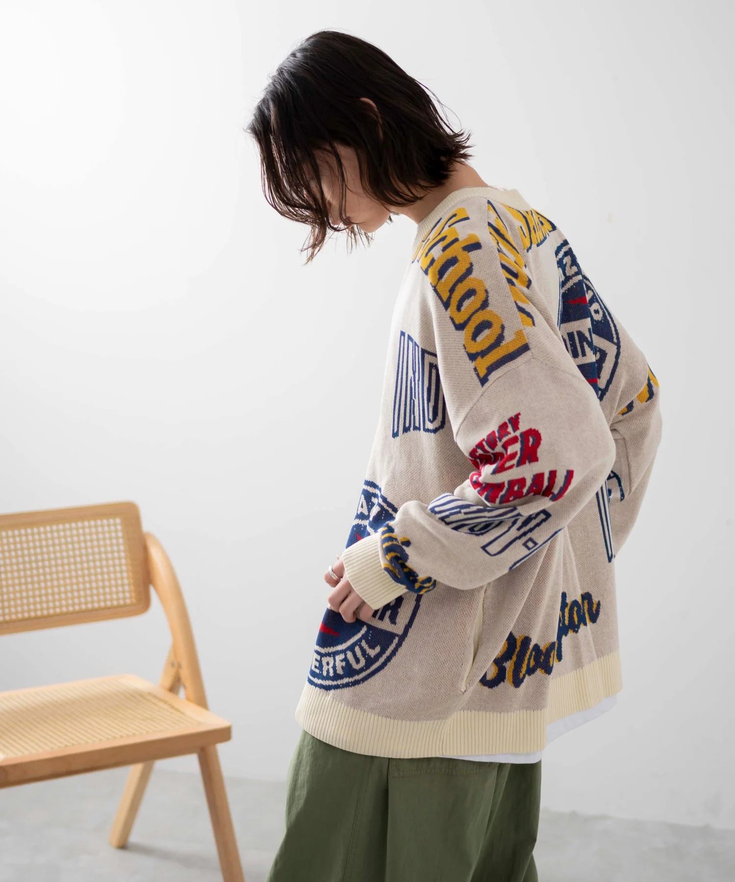 オーバーフィットドライタッチパターンカーディガン - Image 18