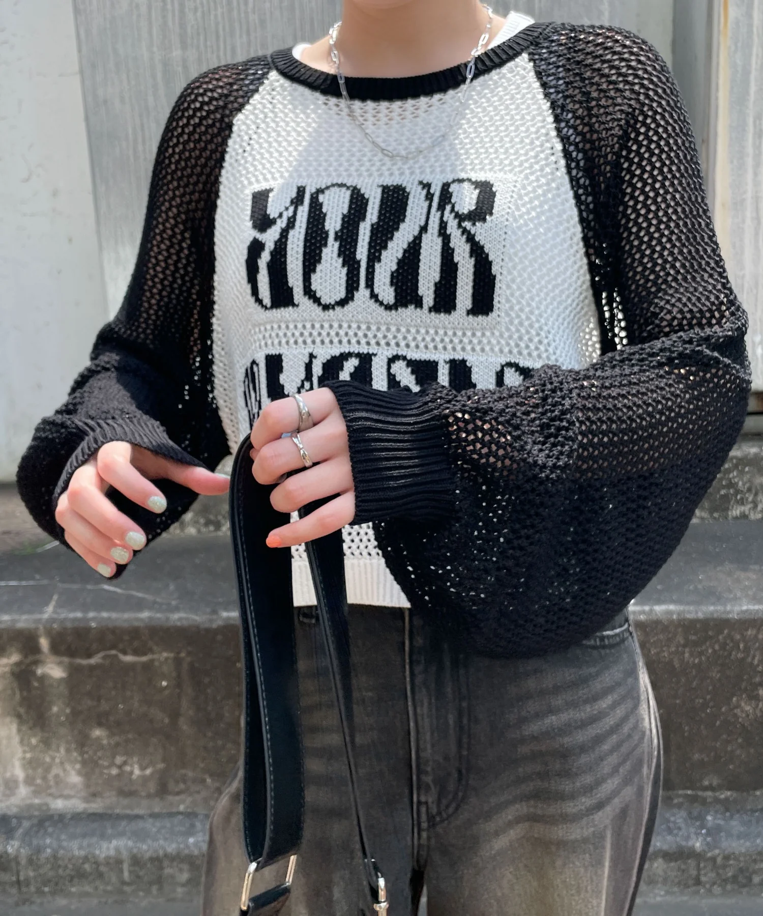 ラグランショートメッシュニット - Image 17