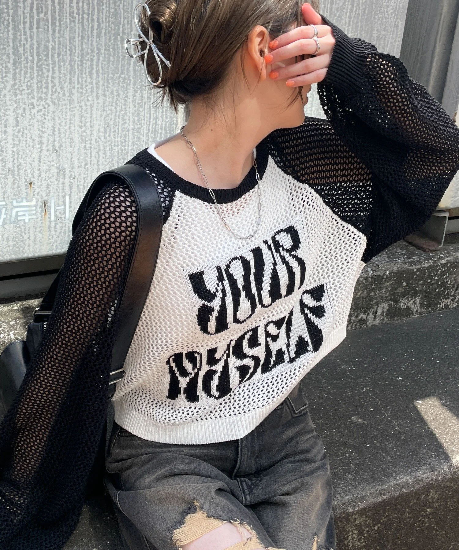 ラグランショートメッシュニット - Image 2