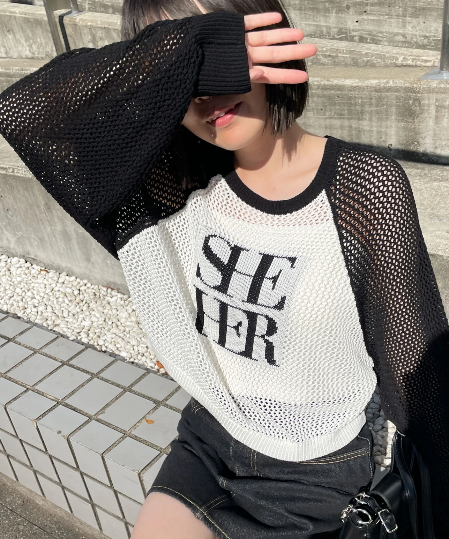 ラグランショートメッシュニット - Image 22