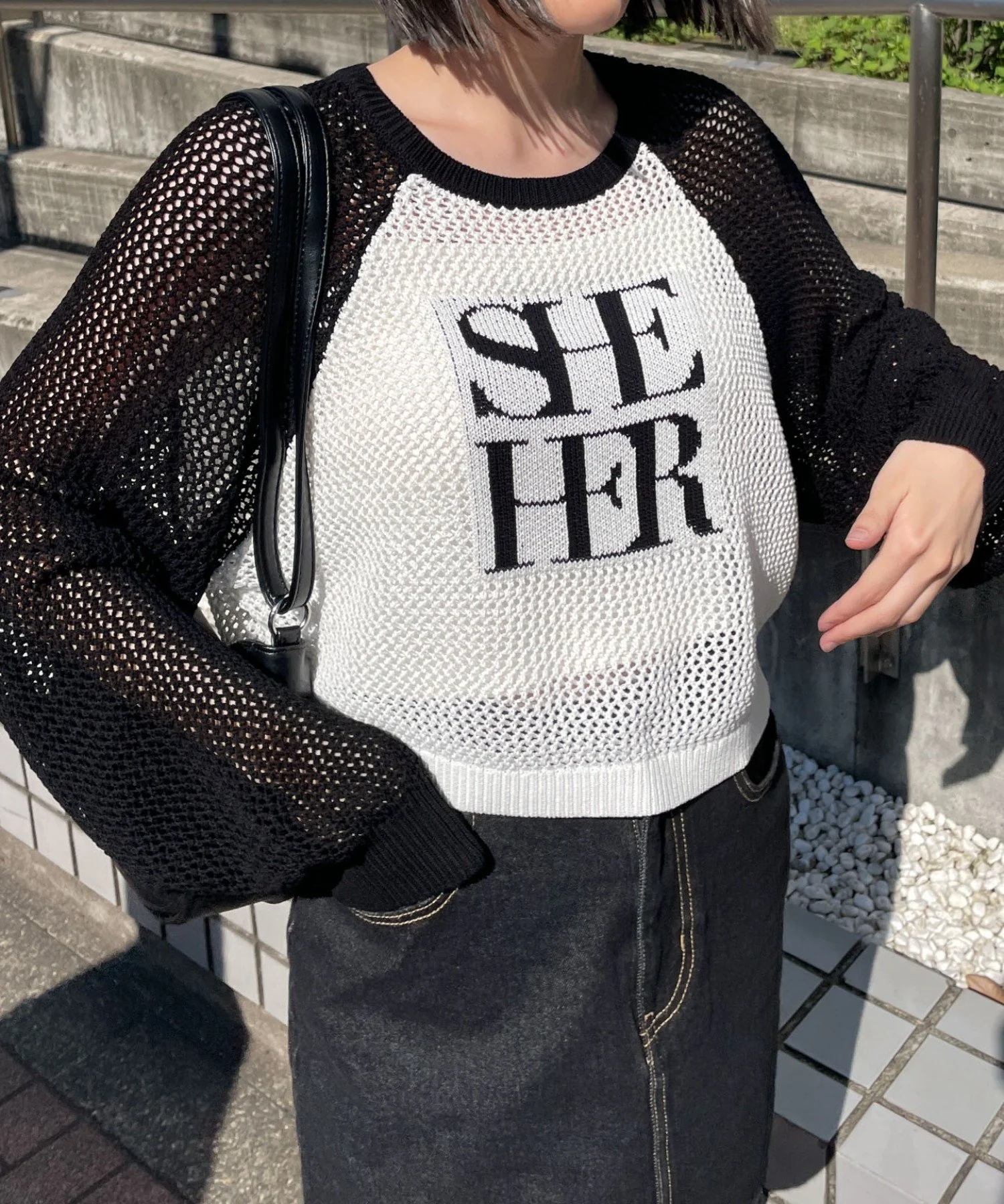 ラグランショートメッシュニット - Image 3