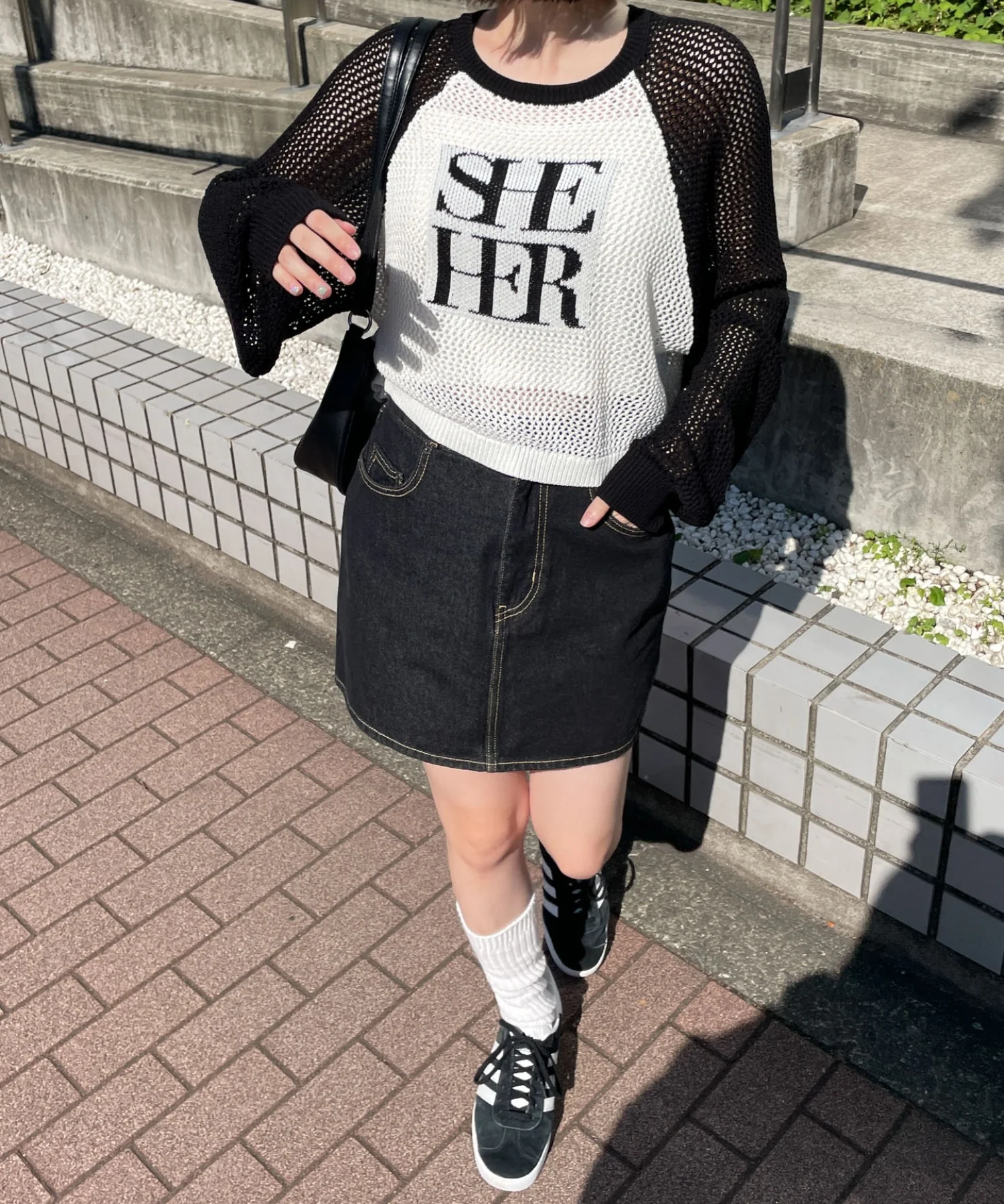 ラグランショートメッシュニット - Image 6