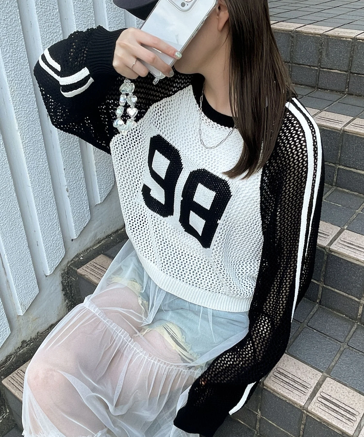 ラグランショートメッシュニット - Image 8