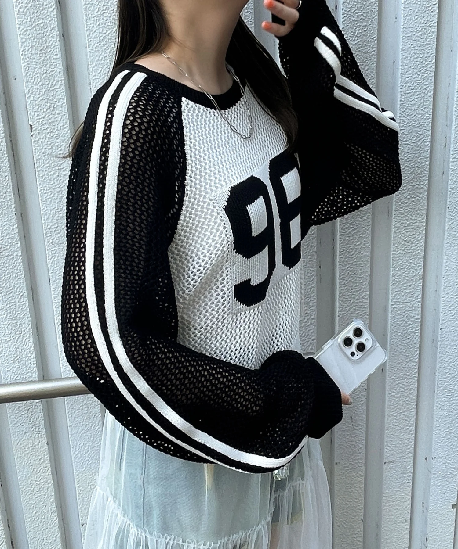 ラグランショートメッシュニット - Image 9