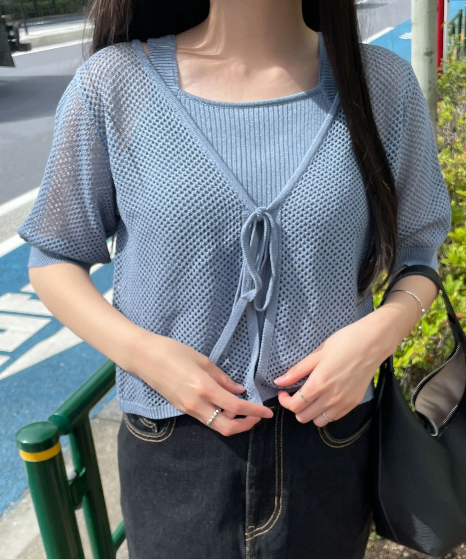 半袖メッシュアンサンブルカーデ - Image 10