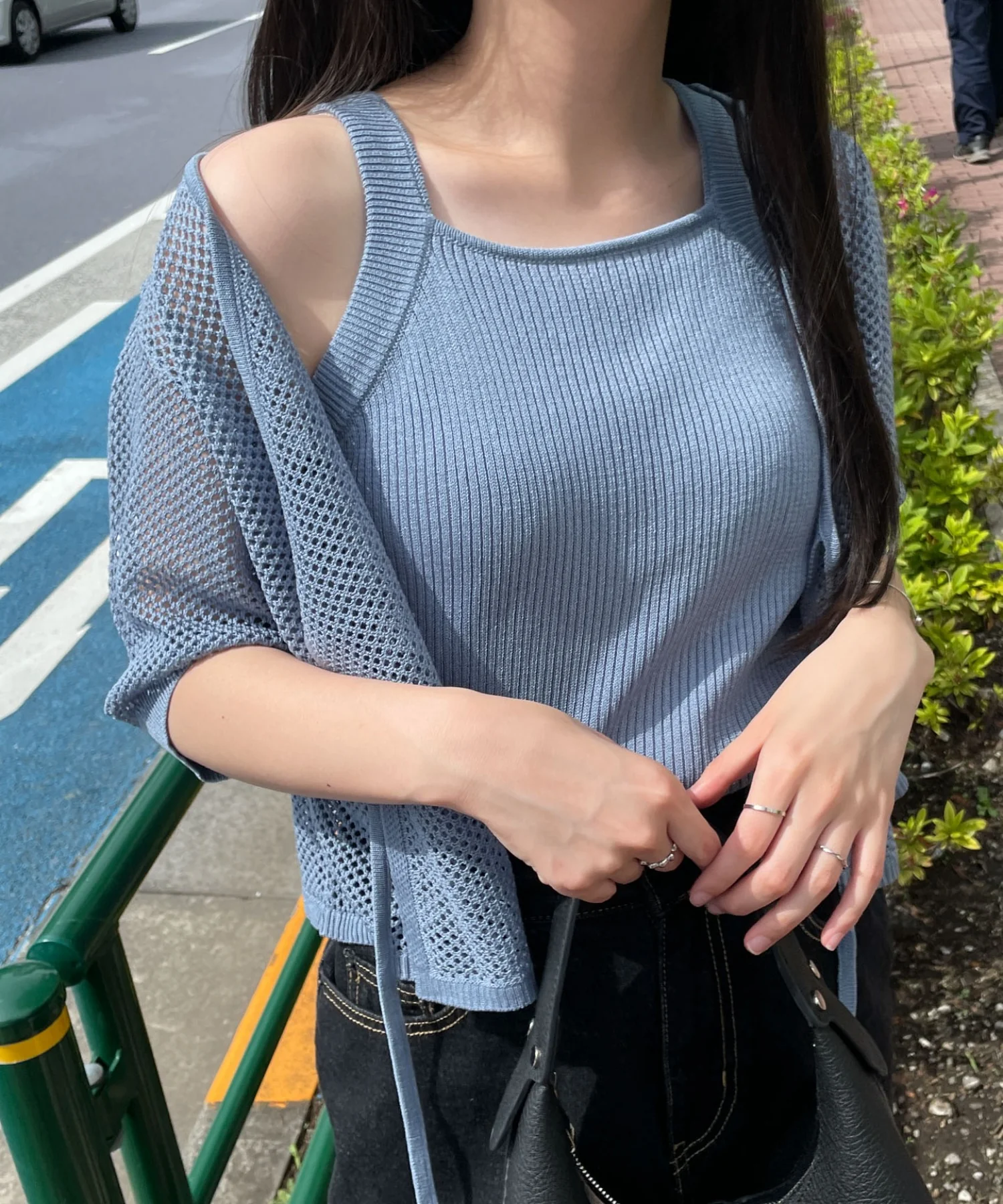 半袖メッシュアンサンブルカーデ - Image 12