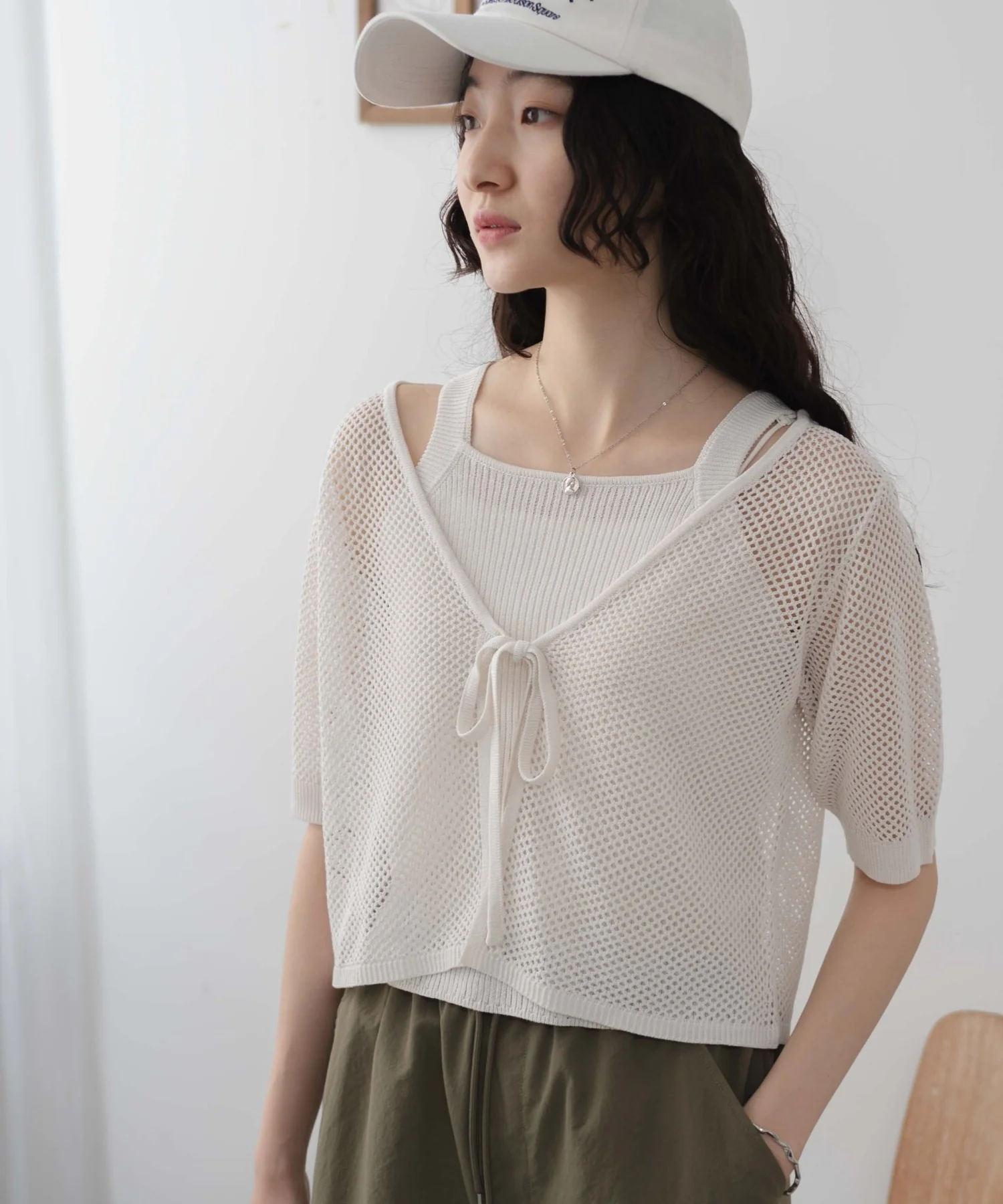 半袖メッシュアンサンブルカーデ - Image 15