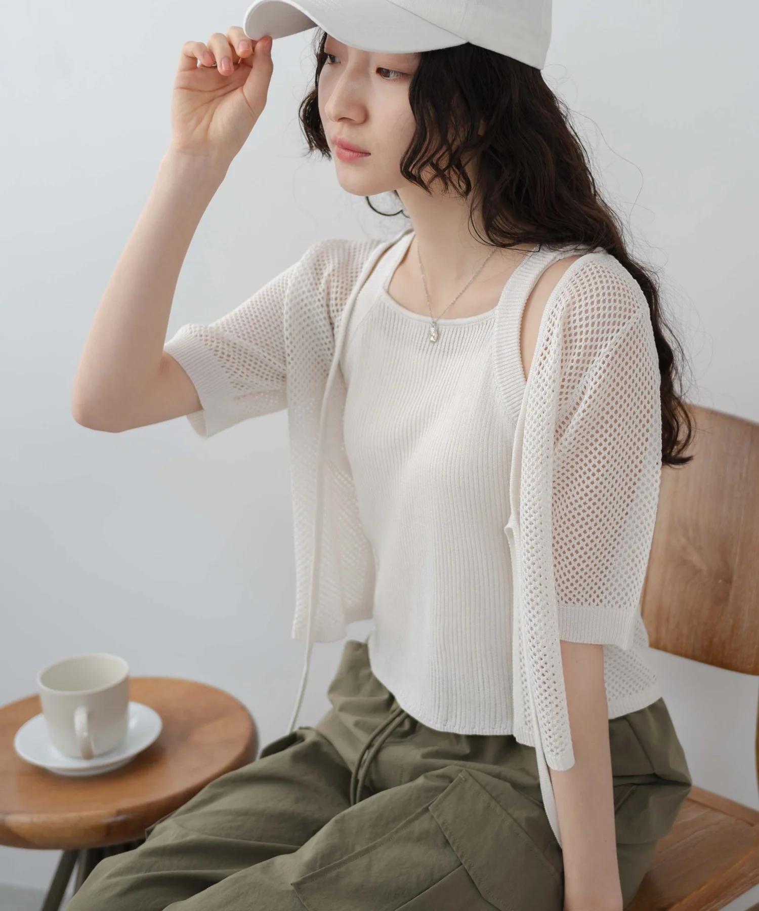 半袖メッシュアンサンブルカーデ - Image 16