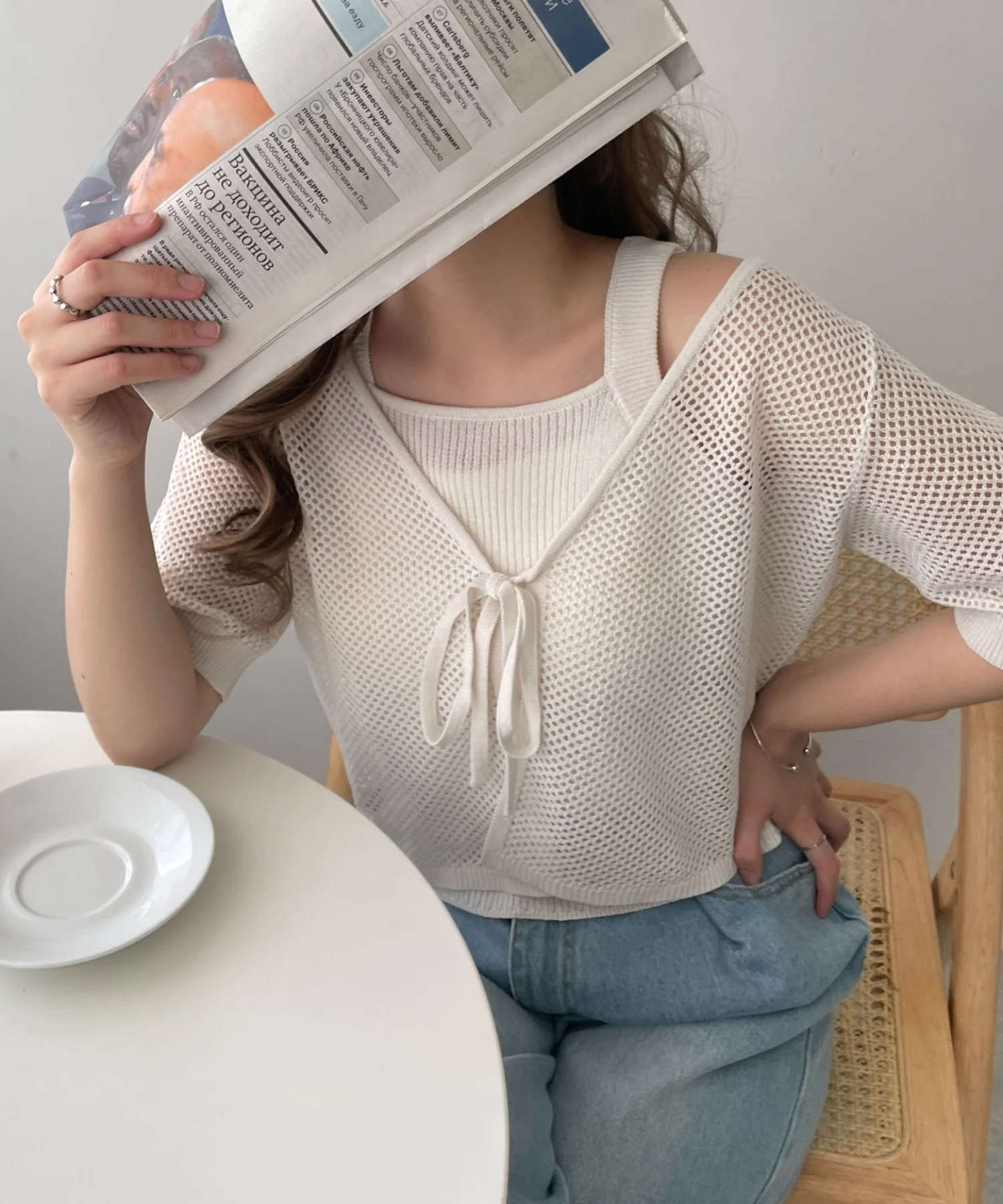 半袖メッシュアンサンブルカーデ - Image 19