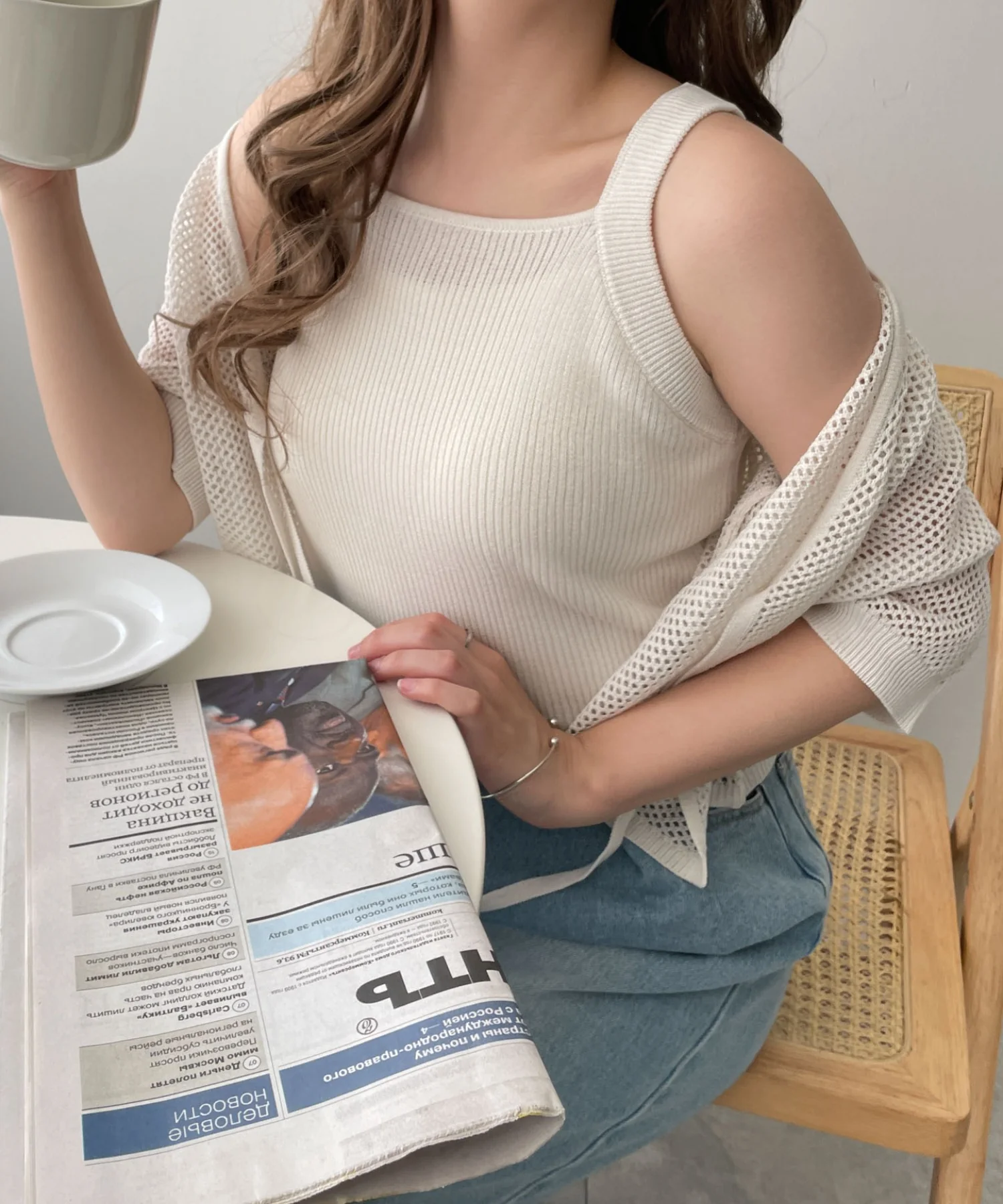 半袖メッシュアンサンブルカーデ - Image 22