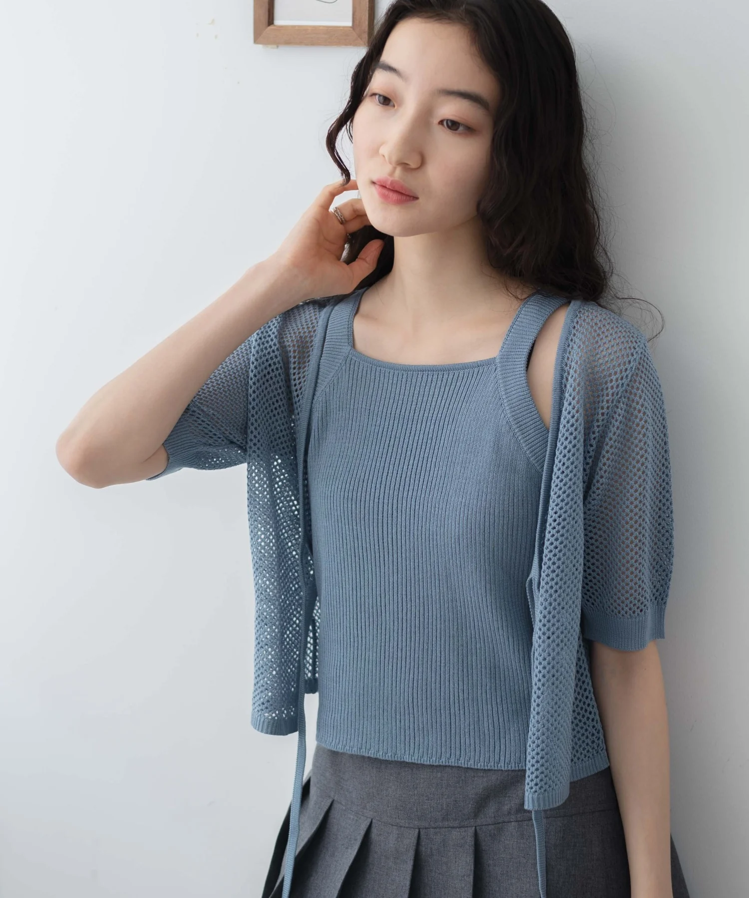 半袖メッシュアンサンブルカーデ - Image 6