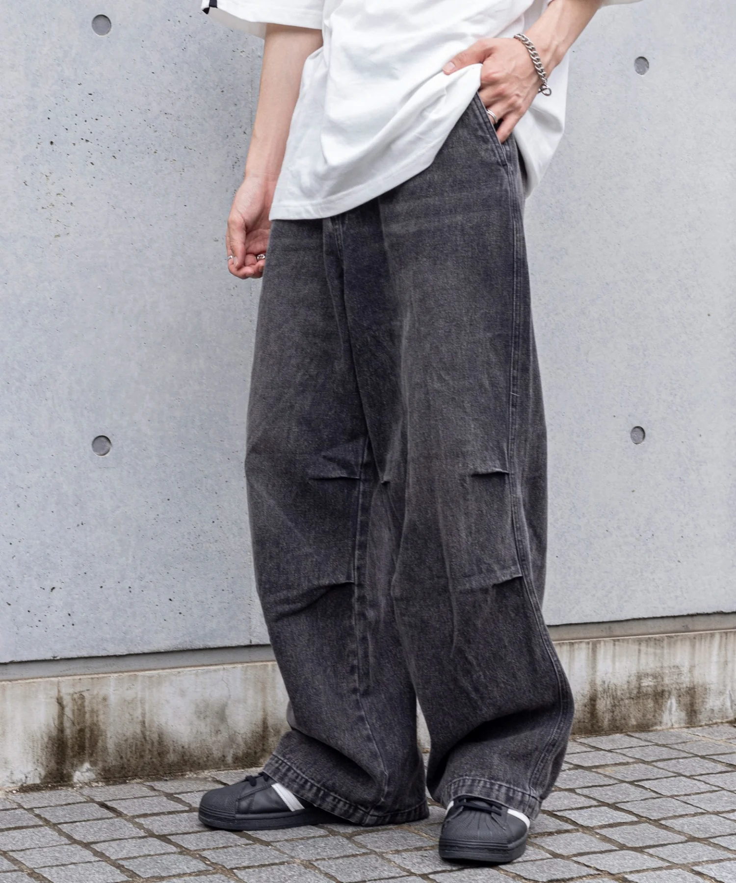 デニムパラシュートパンツ