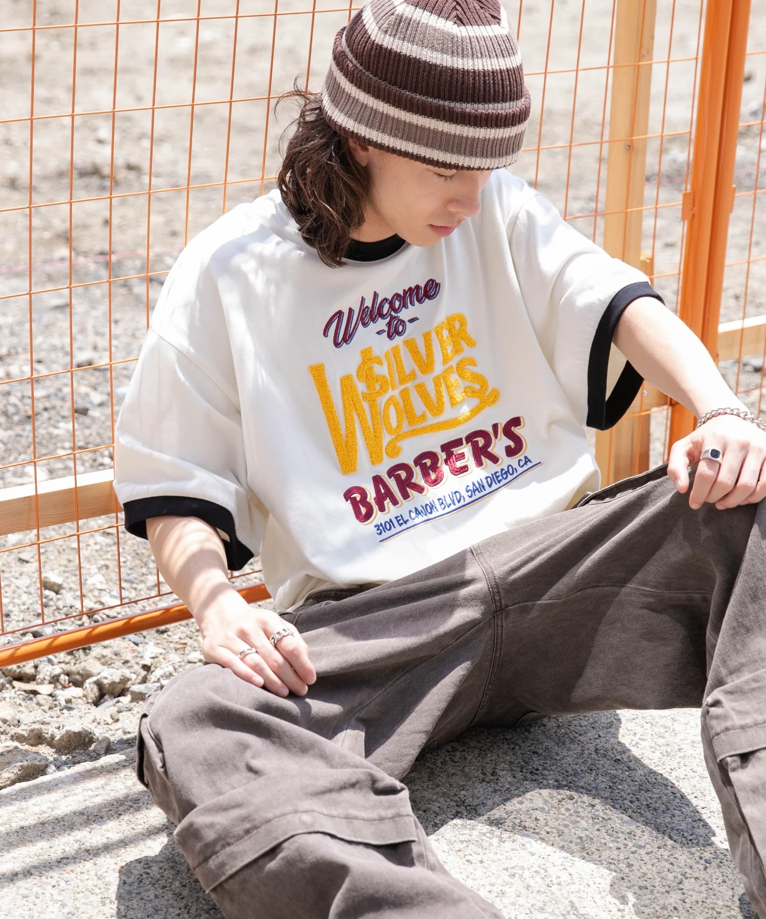 モチーフ刺繍リンガーT - Image 2