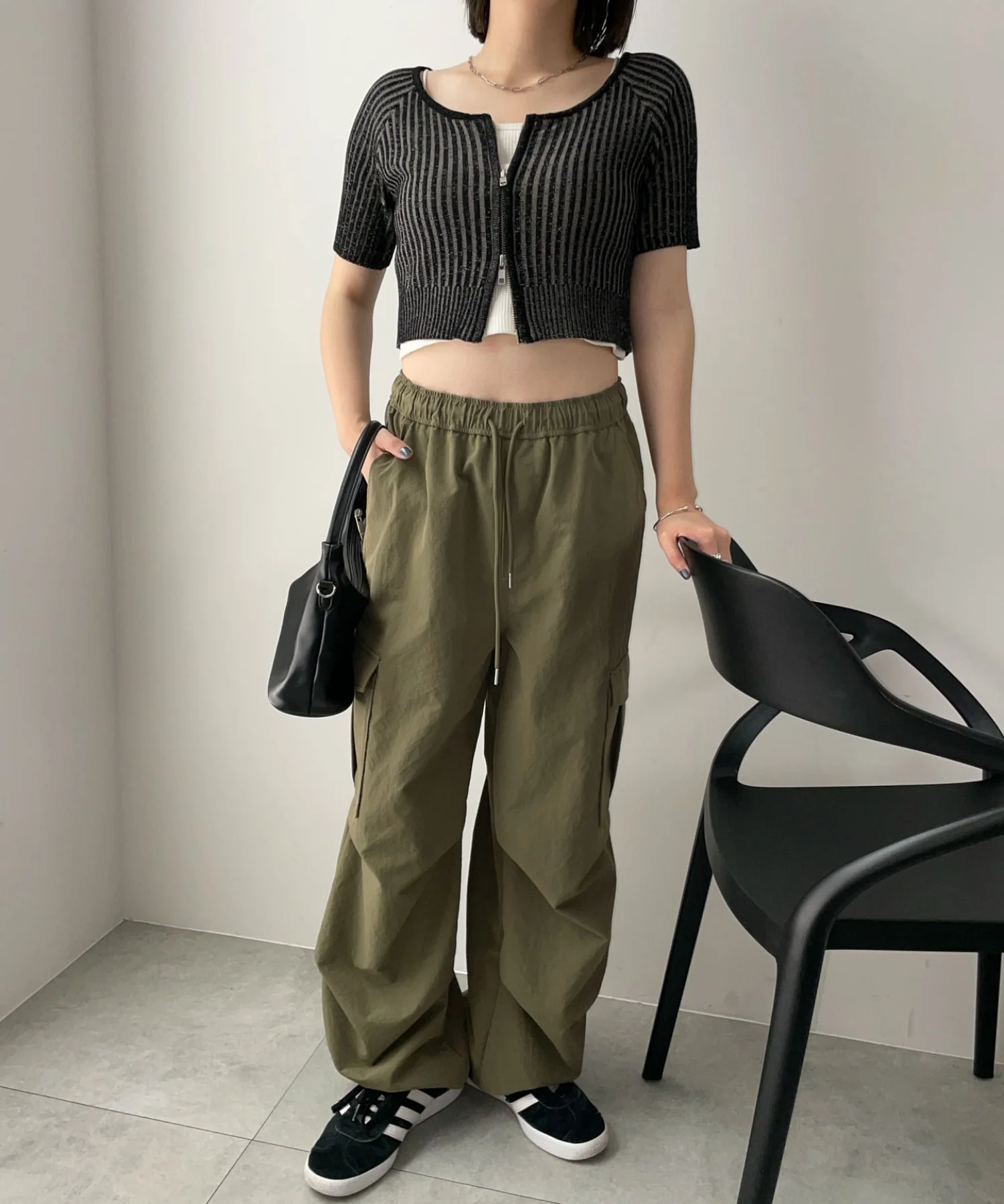ダブルジップオフショルニットトップス - Image 17