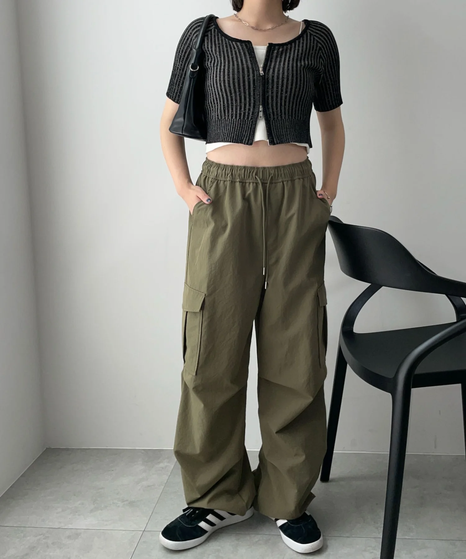 ダブルジップオフショルニットトップス - Image 4